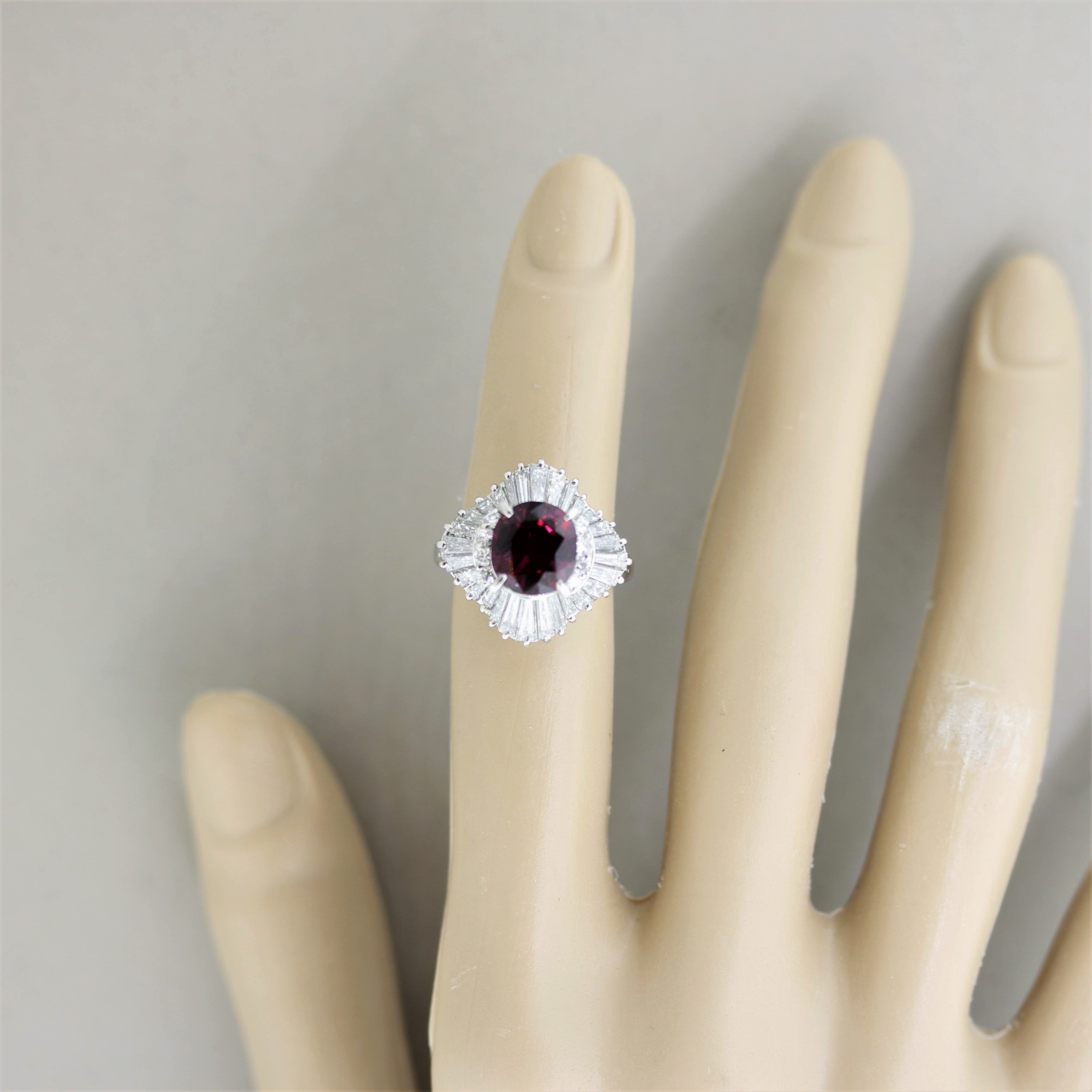 Exceptionally Fine No-Heat Ruby Diamond Platinum Ring, GIA Certified