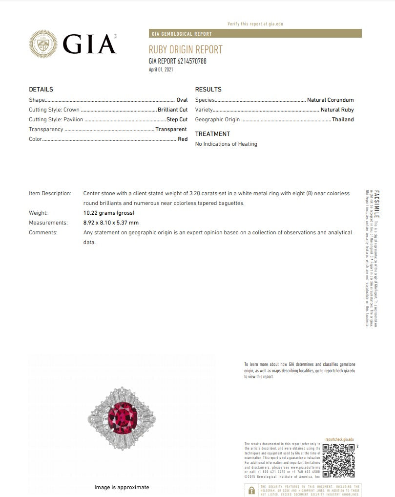 Exceptionally Fine No-Heat Ruby Diamond Platinum Ring, GIA Certified