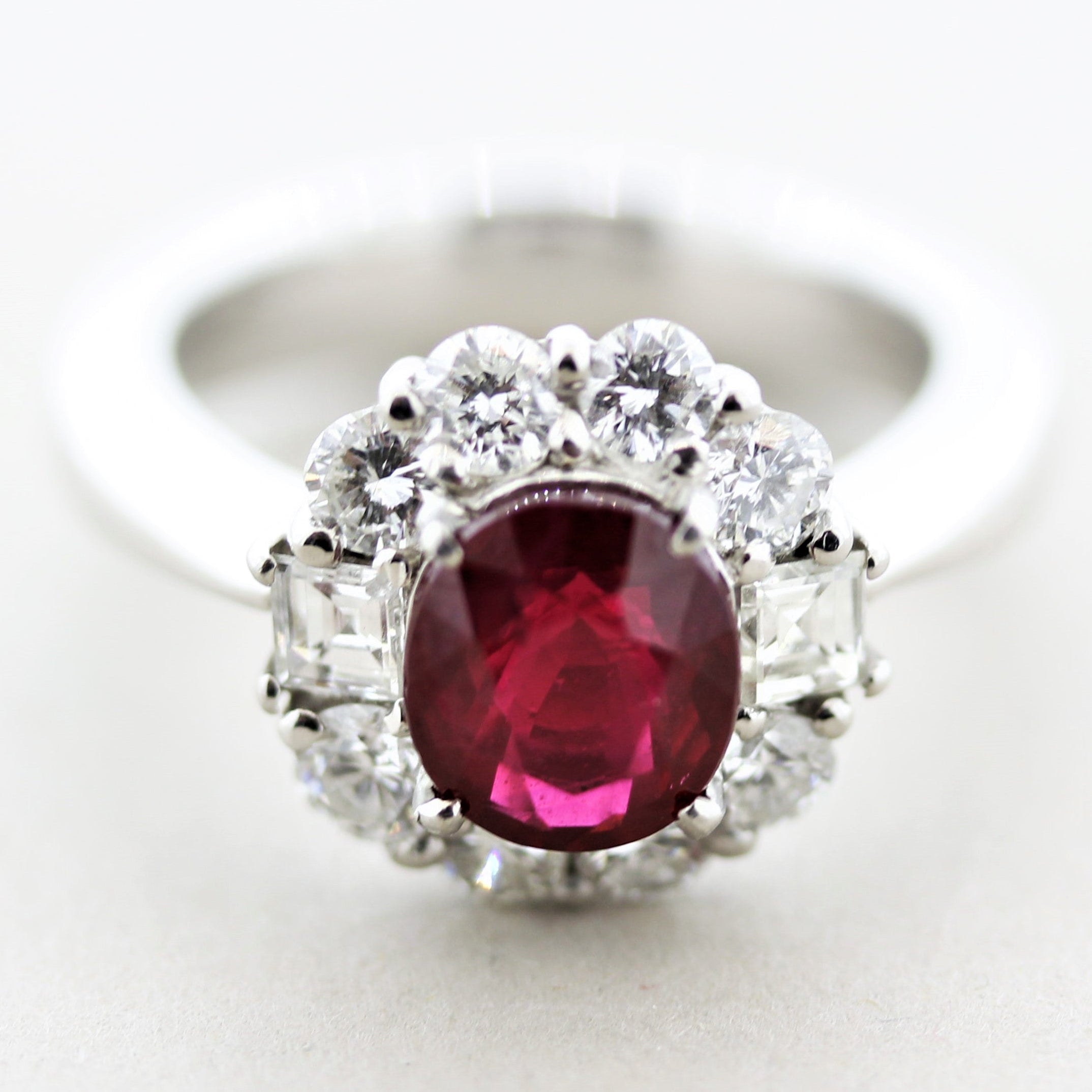 Fine Burmese Ruby Diamond Platinum Ring, GIA Certified