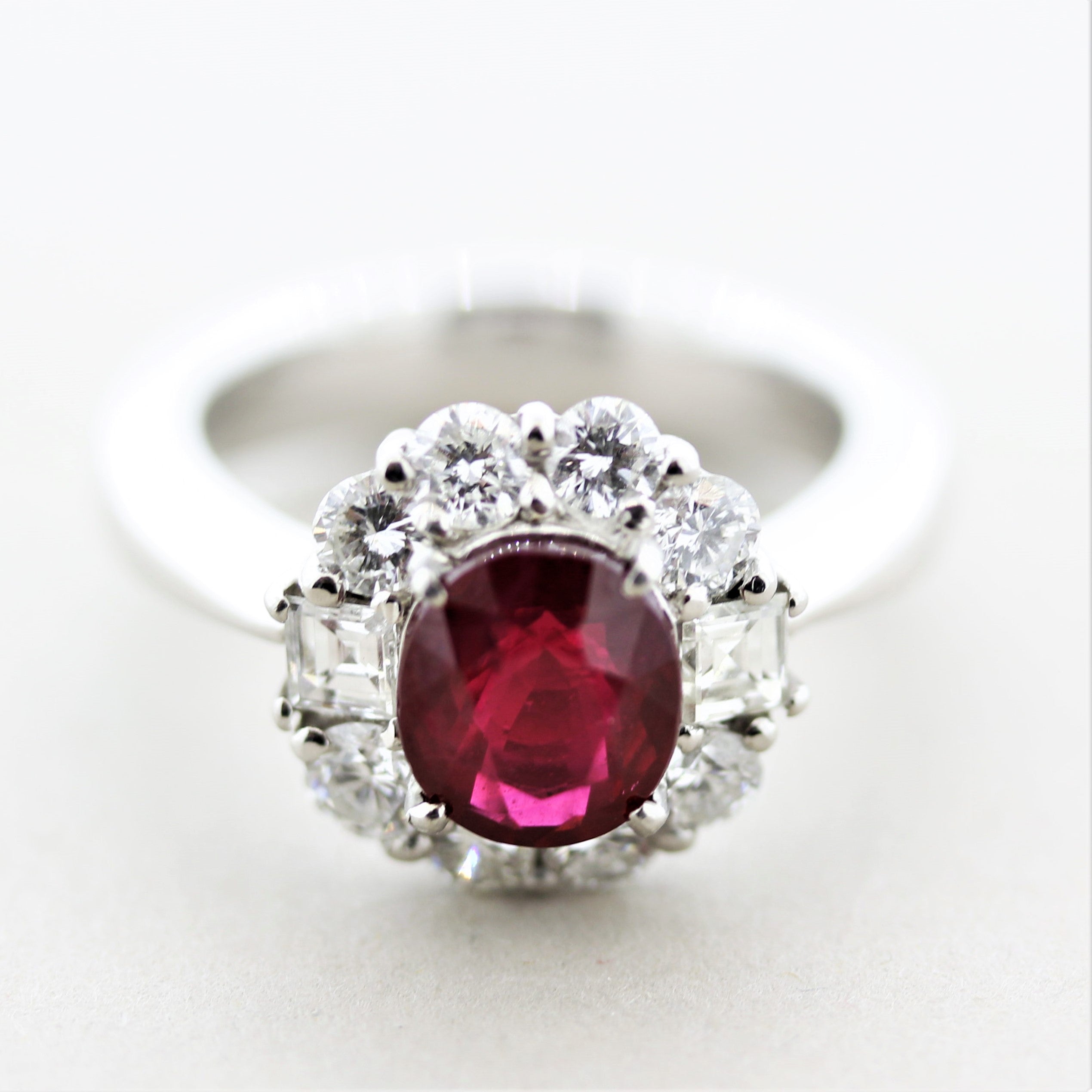 Fine Burmese Ruby Diamond Platinum Ring, GIA Certified