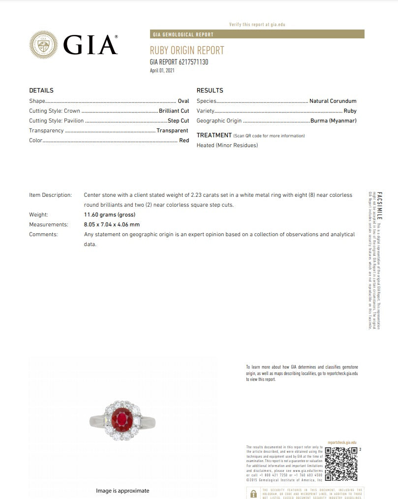 Fine Burmese Ruby Diamond Platinum Ring, GIA Certified