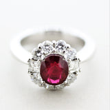 Fine Burmese Ruby Diamond Platinum Ring, GIA Certified