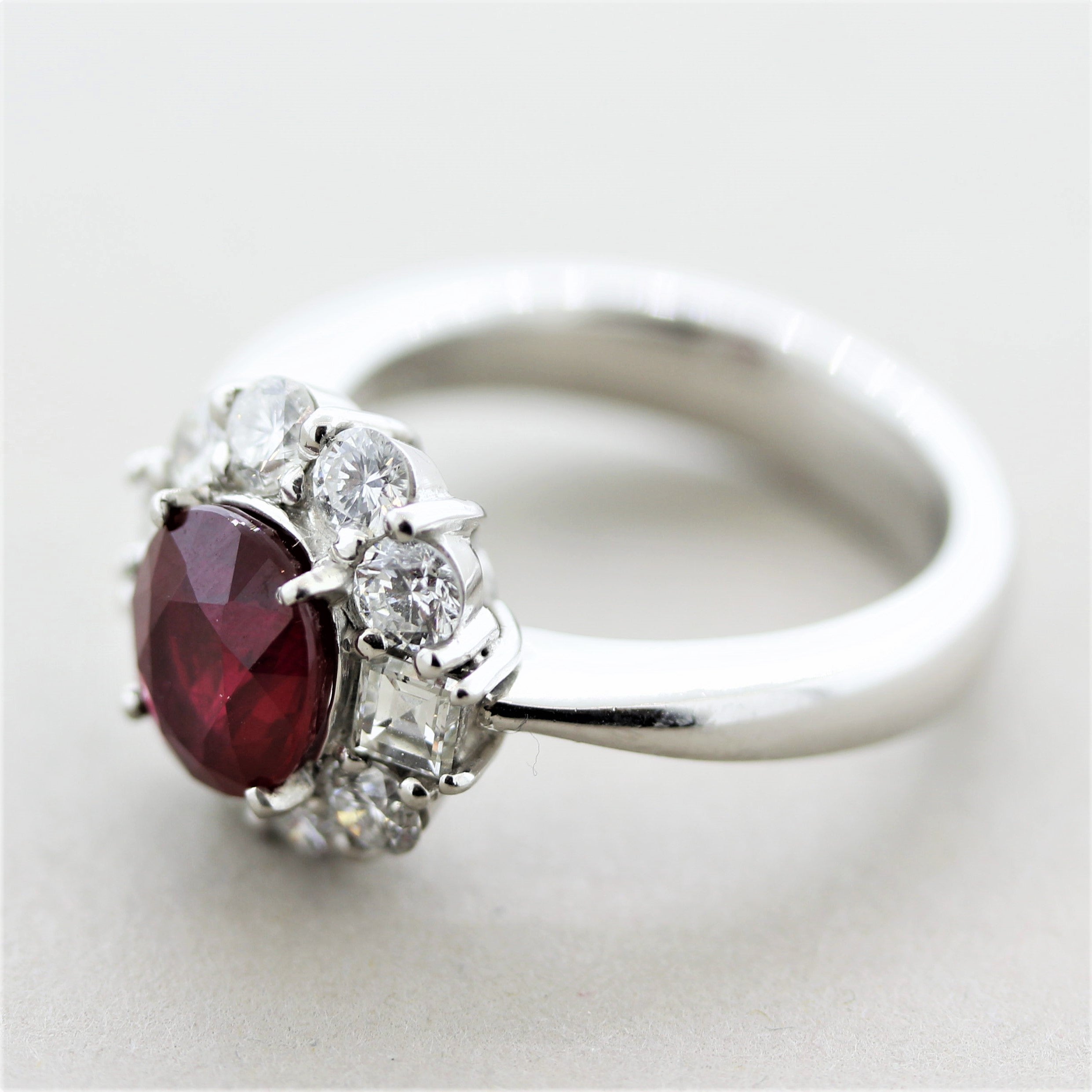 Fine Burmese Ruby Diamond Platinum Ring, GIA Certified