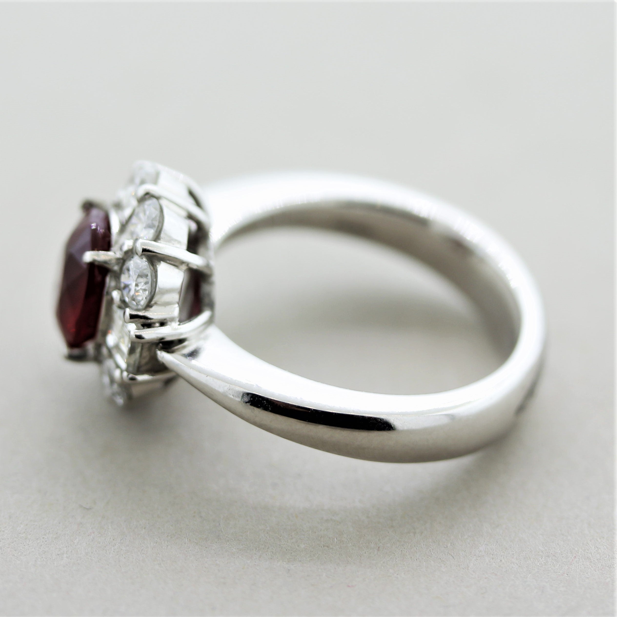 Fine Burmese Ruby Diamond Platinum Ring, GIA Certified