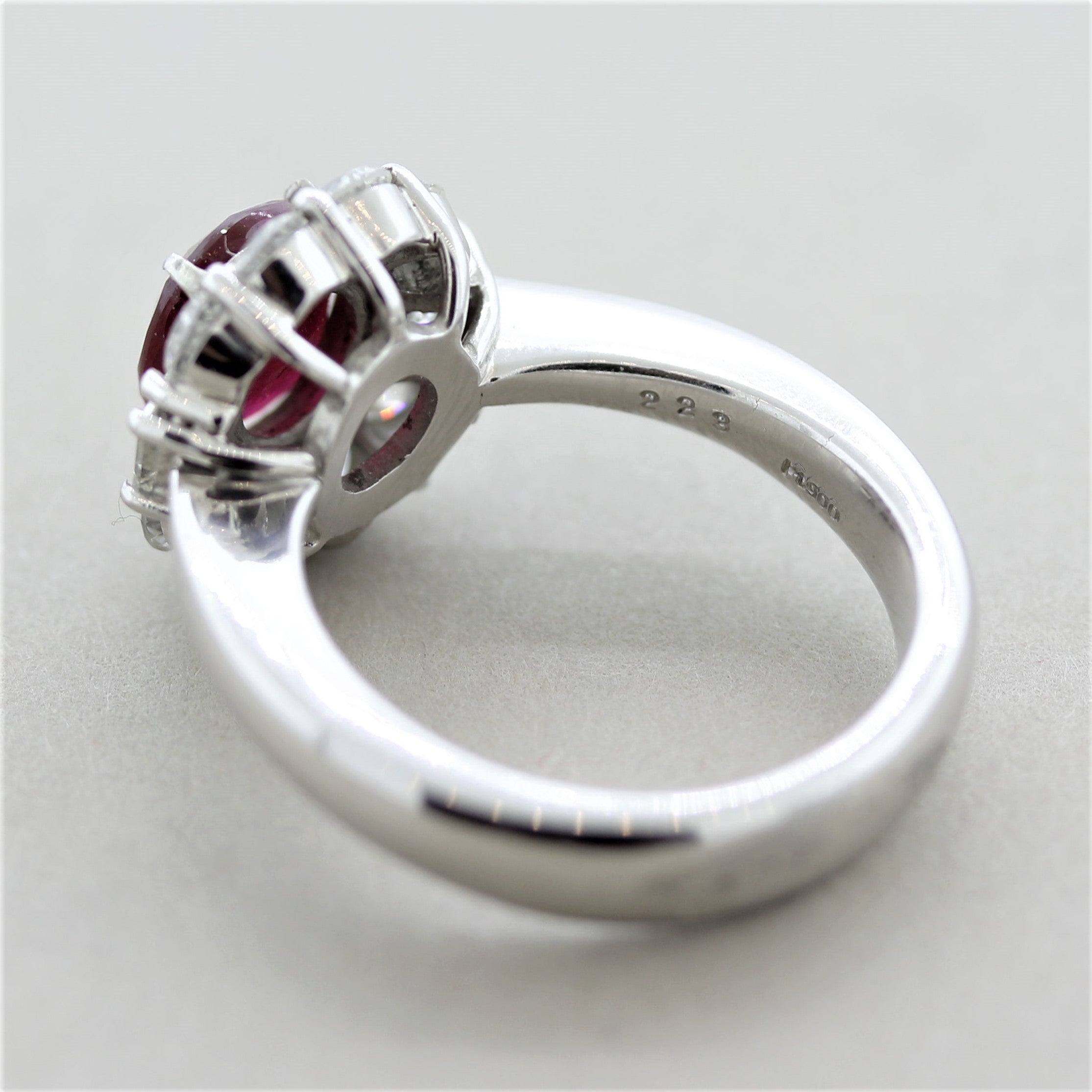 Fine Burmese Ruby Diamond Platinum Ring, GIA Certified