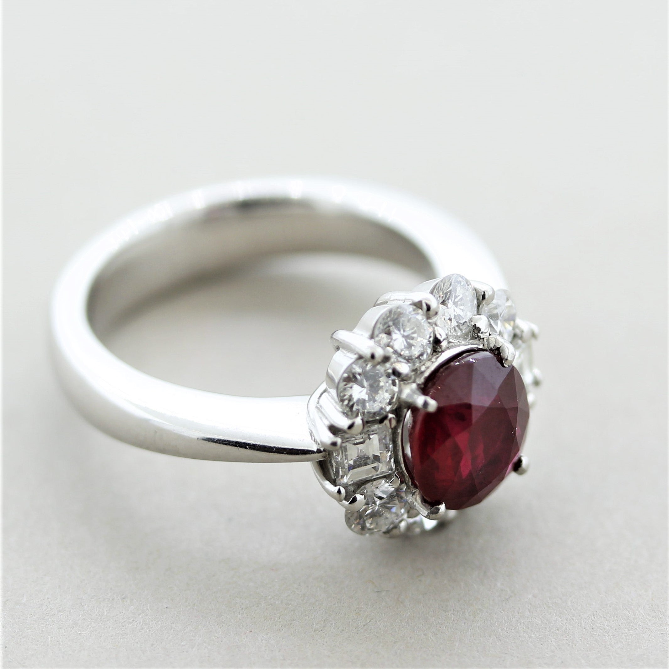 Fine Burmese Ruby Diamond Platinum Ring, GIA Certified