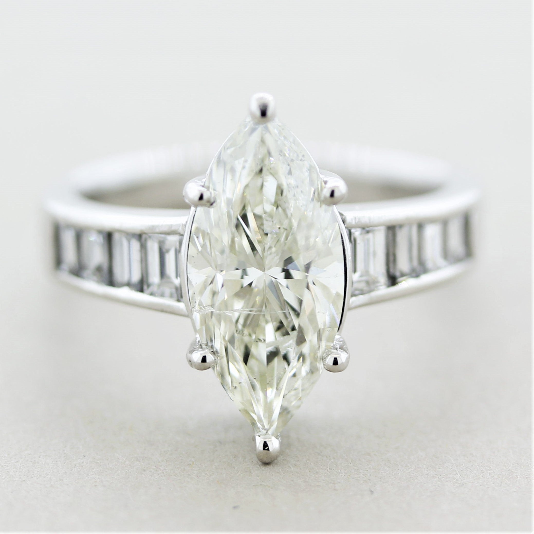 2.66 Carat Marquise Diamond Platinum Engagement Ring