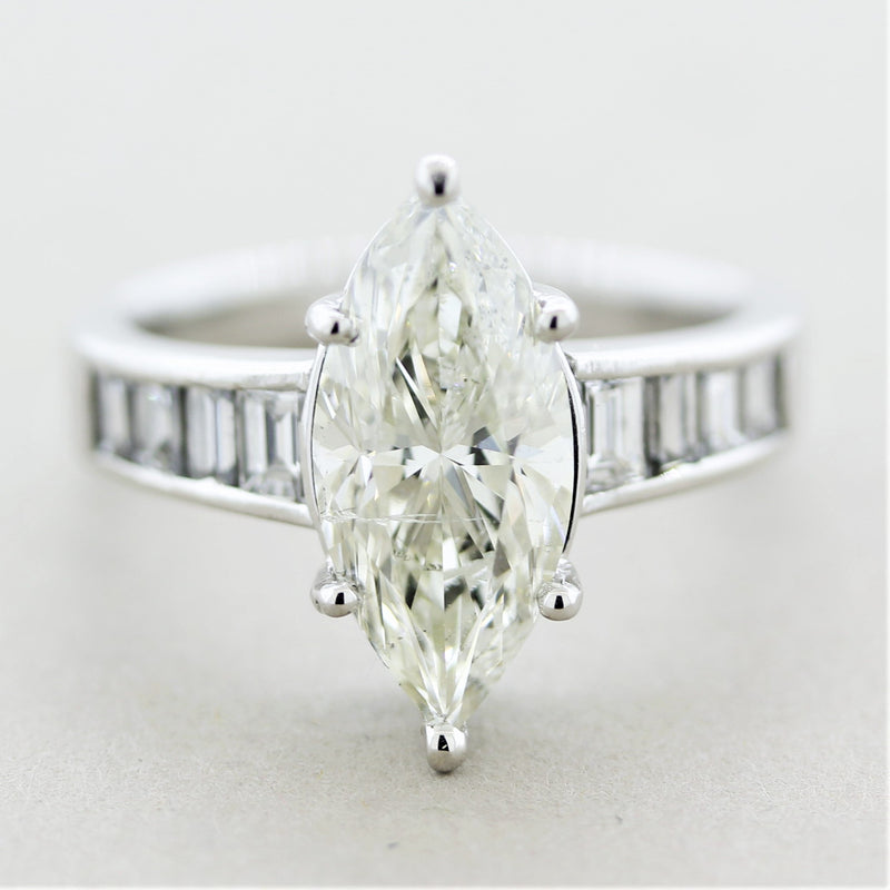 2.66 Carat Marquise Diamond Platinum Engagement Ring