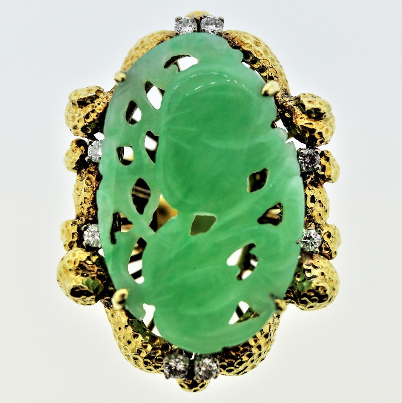 Jadeite Jade Diamond Gold Cocktail Ring