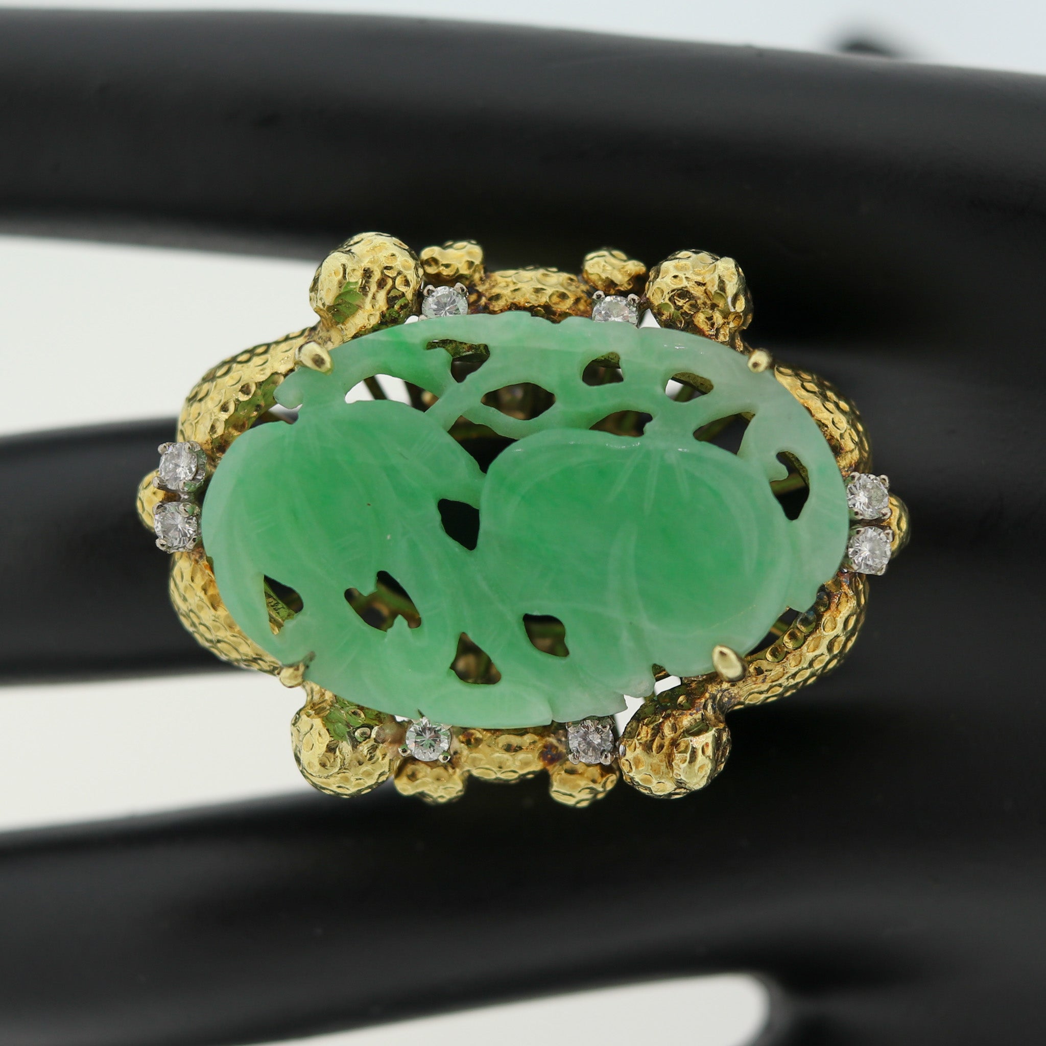 Jadeite Jade Diamond Gold Cocktail Ring