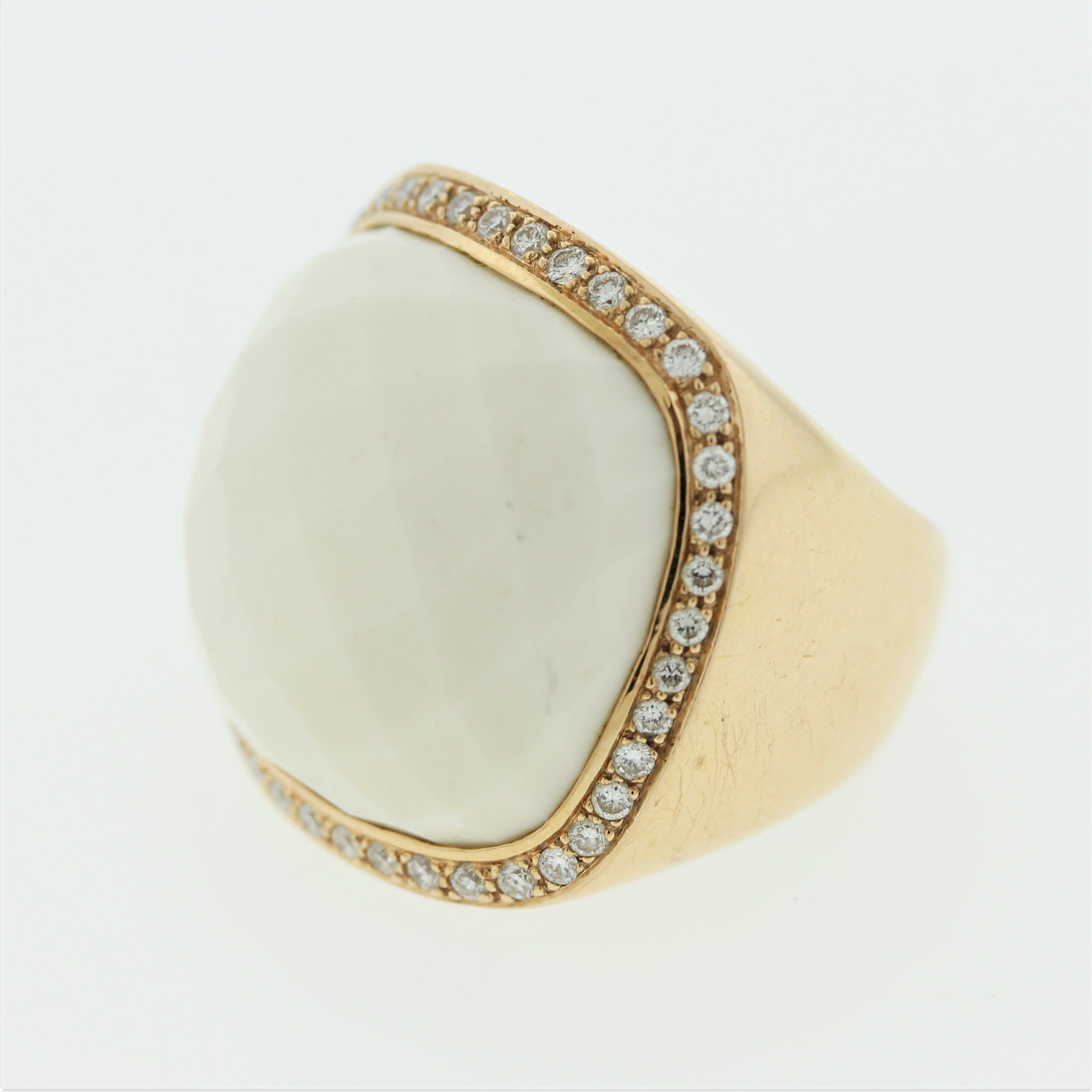 White-Onyx Diamond Gold Cocktail Ring