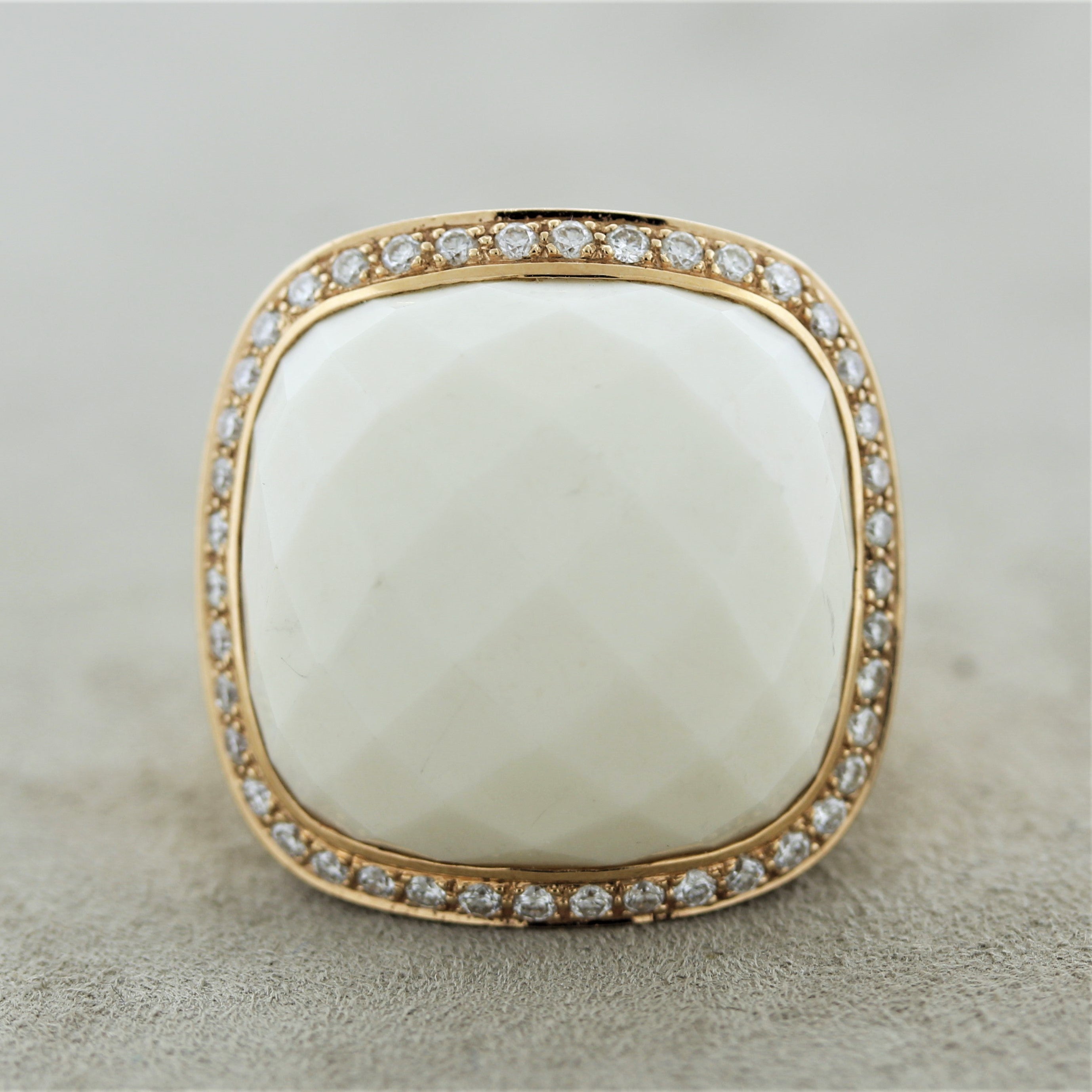 White-Onyx Diamond Gold Cocktail Ring