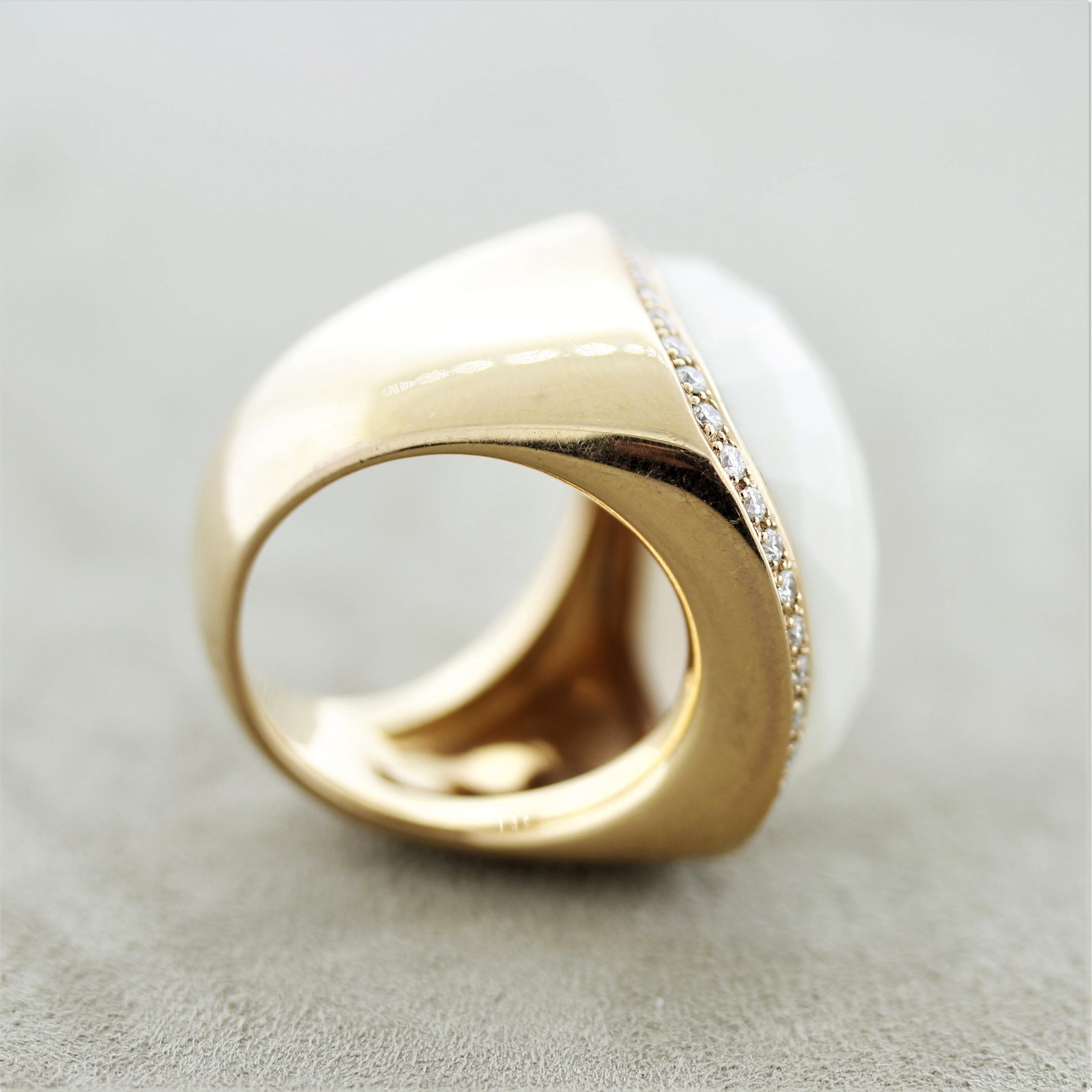 White-Onyx Diamond Gold Cocktail Ring