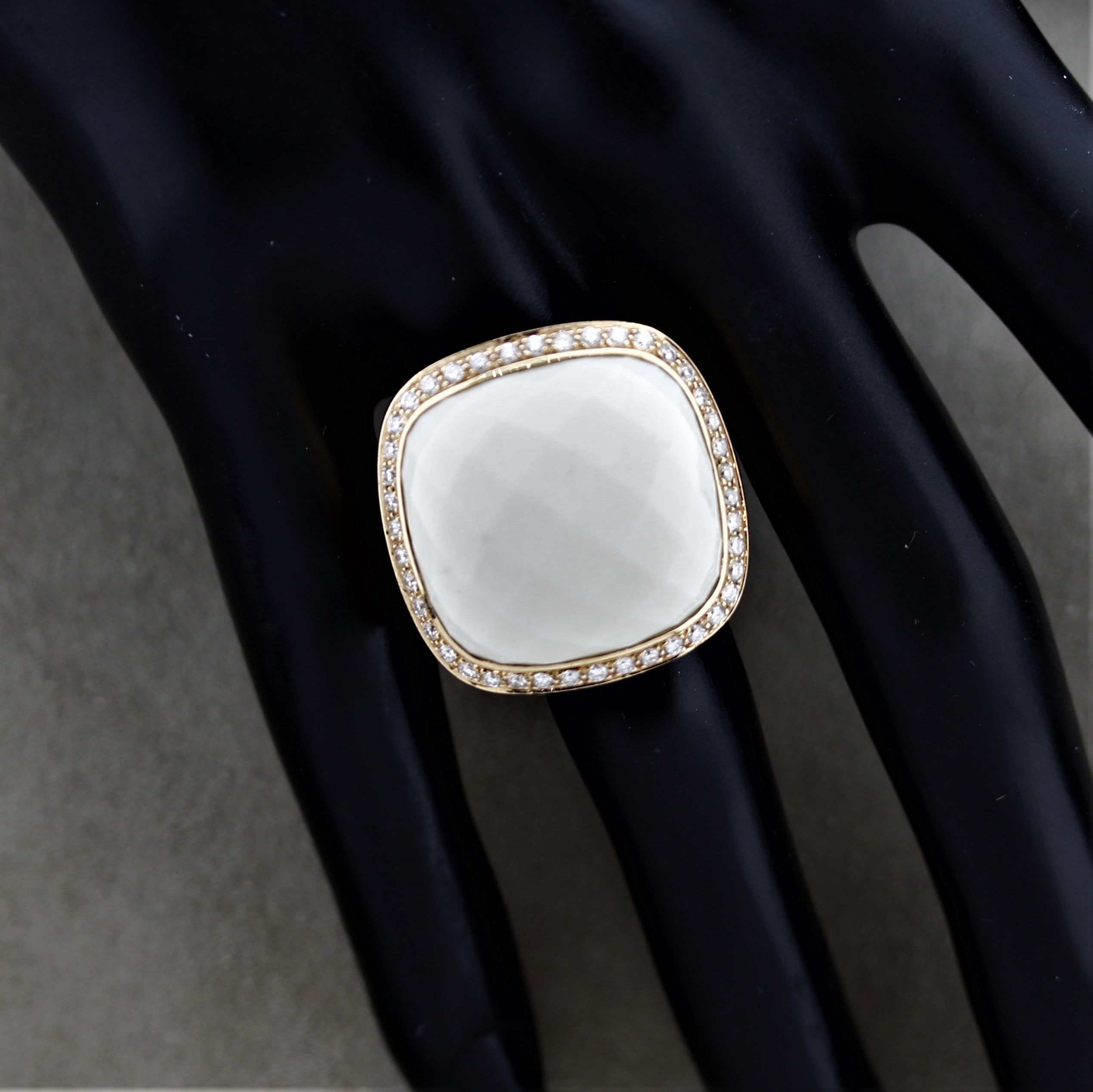 White-Onyx Diamond Gold Cocktail Ring