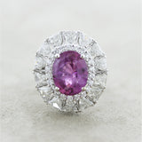 7.08ct No-Heat Pink Sapphire Diamond Gold Pendant-Ring, GIA Certified