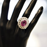 7.08ct No-Heat Pink Sapphire Diamond Gold Pendant-Ring, GIA Certified