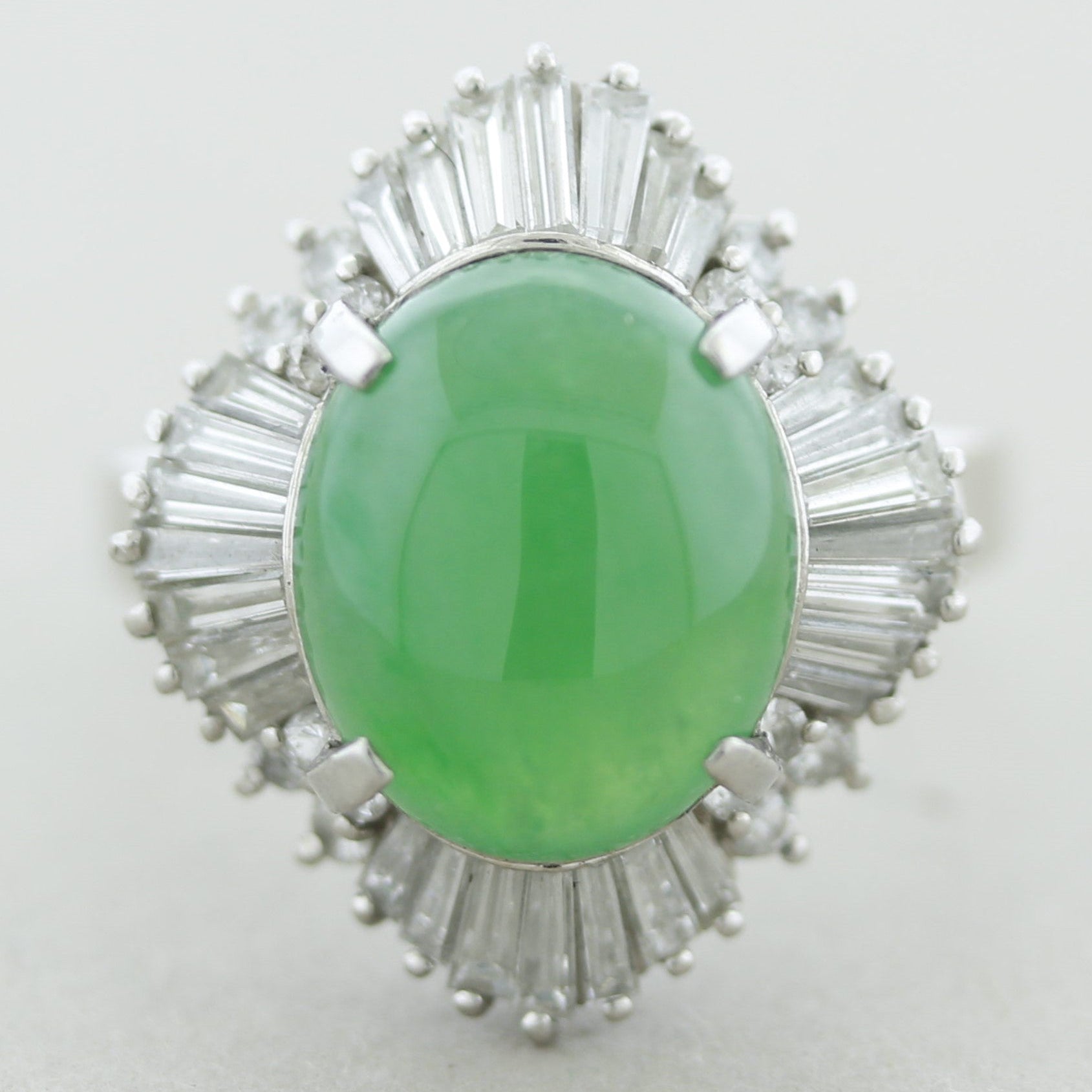 Jadeite Jade Diamond Platinum Ring