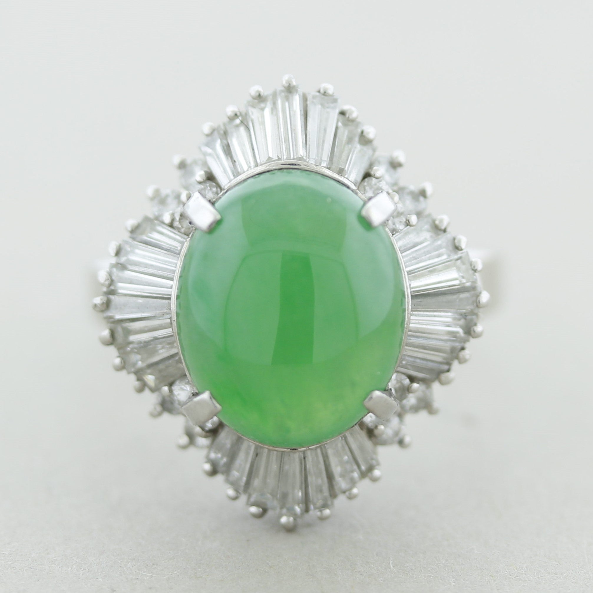 Jadeite Jade Diamond Platinum Ring