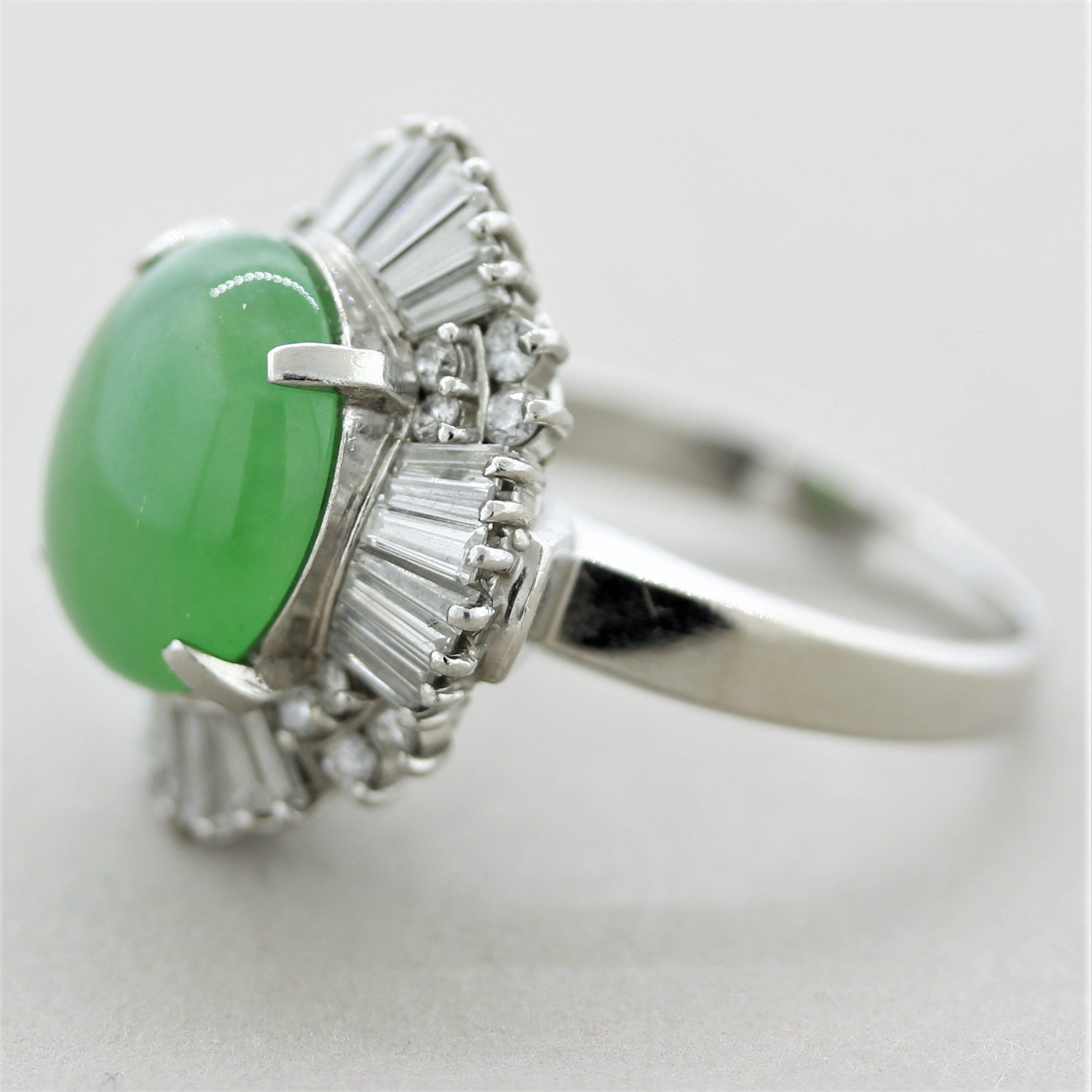 Jadeite Jade Diamond Platinum Ring