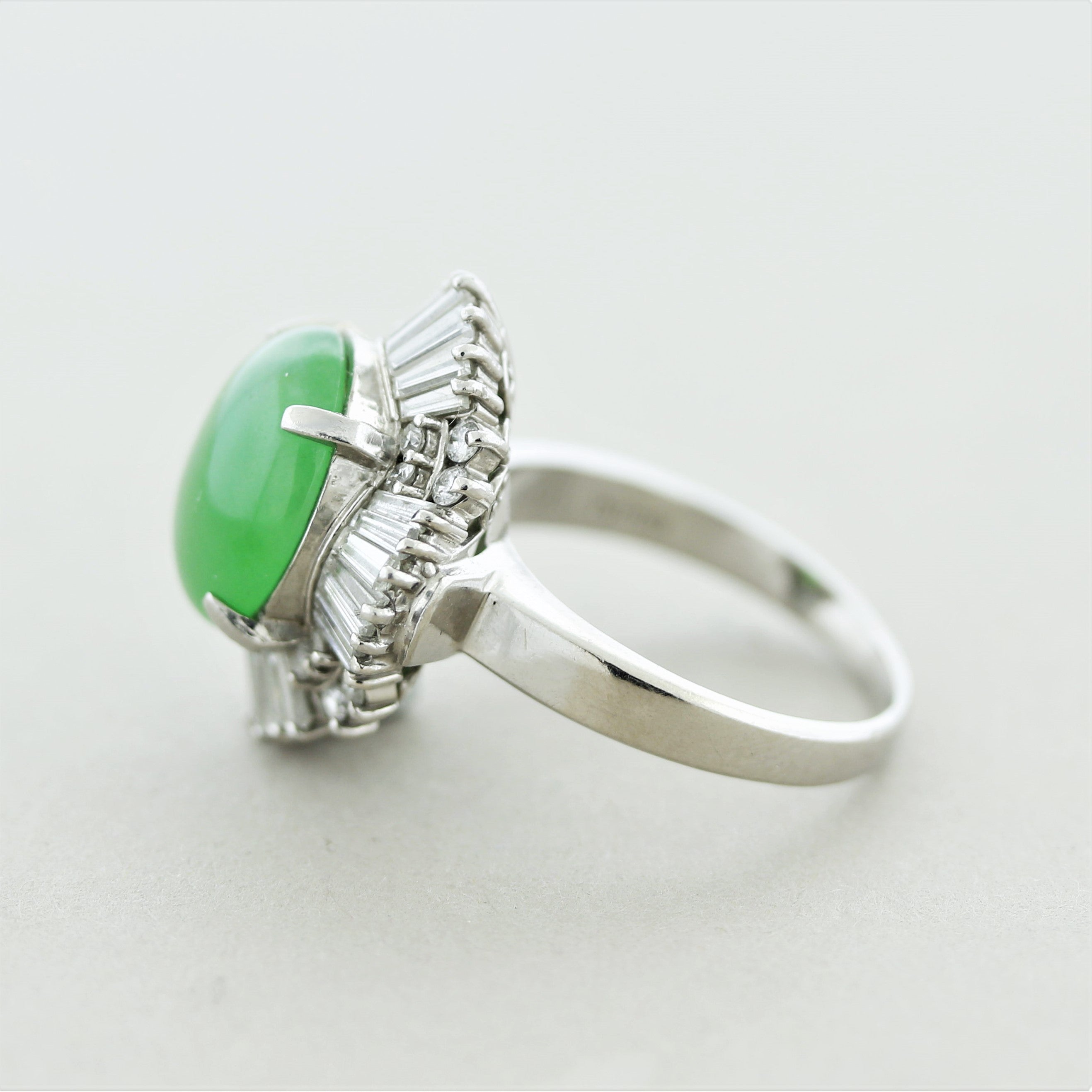 Jadeite Jade Diamond Platinum Ring