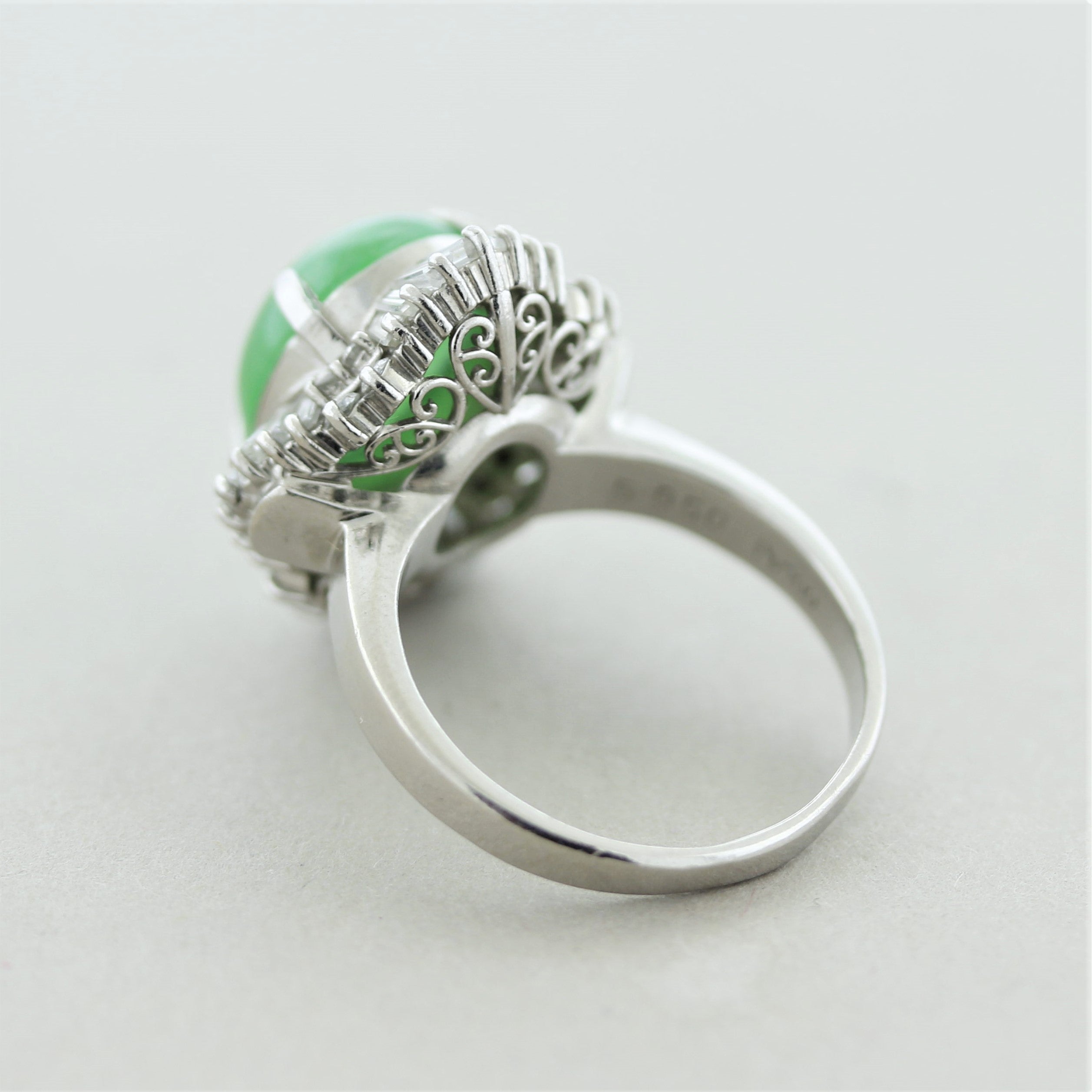 Jadeite Jade Diamond Platinum Ring