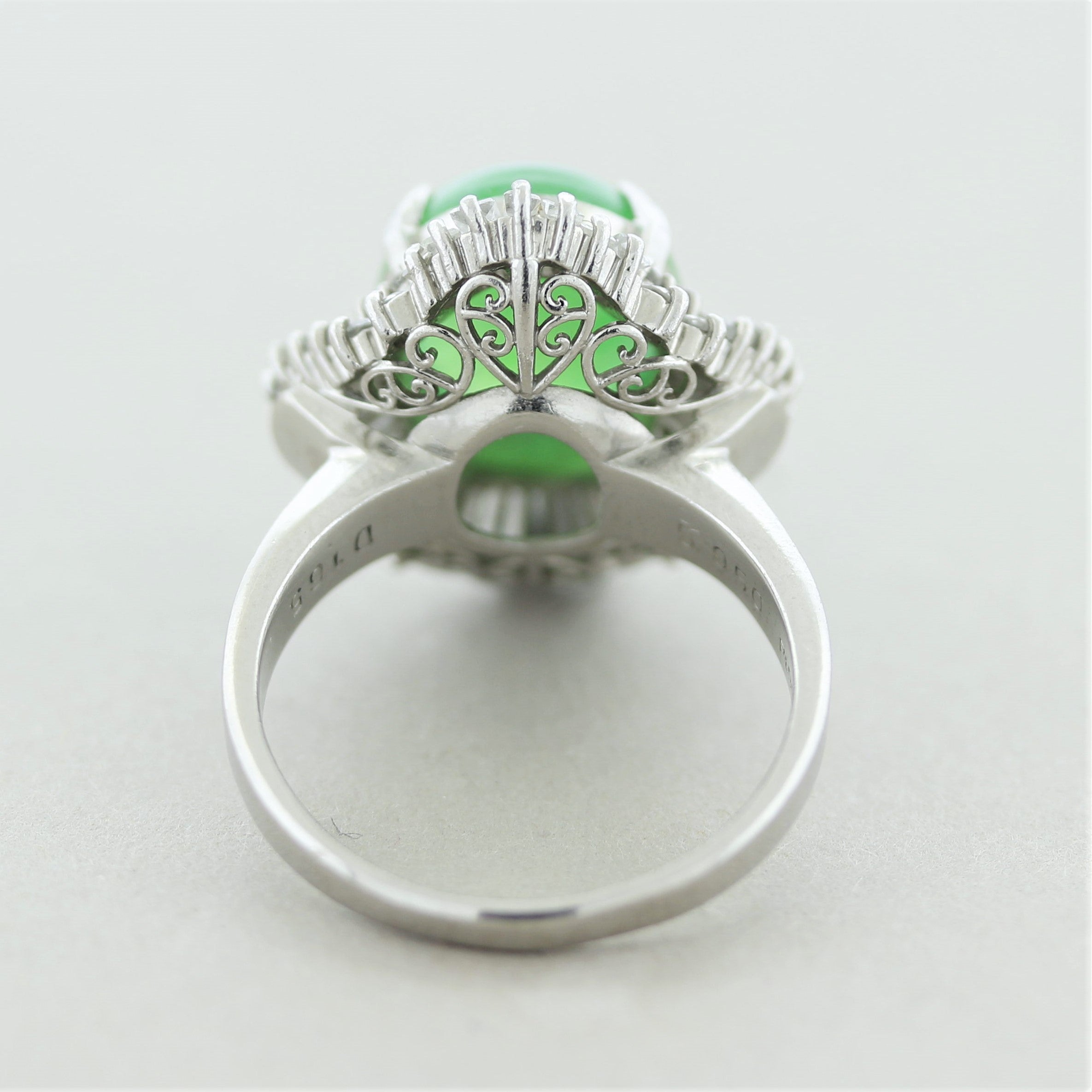 Jadeite Jade Diamond Platinum Ring