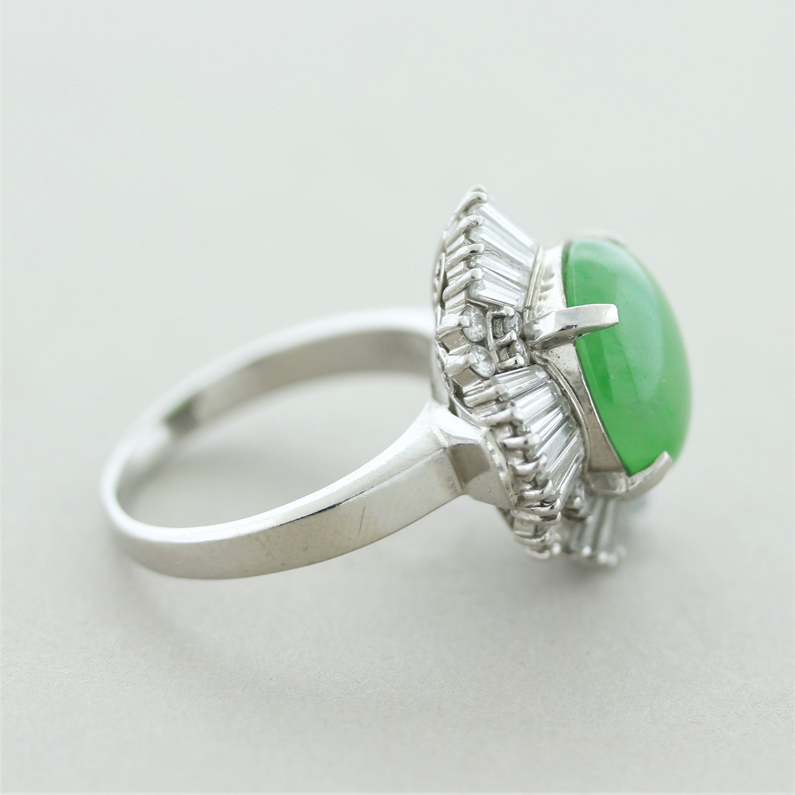 Jadeite Jade Diamond Platinum Ring