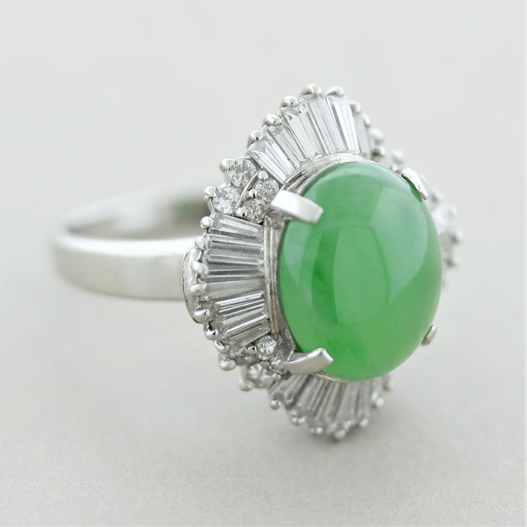 Jadeite Jade Diamond Platinum Ring