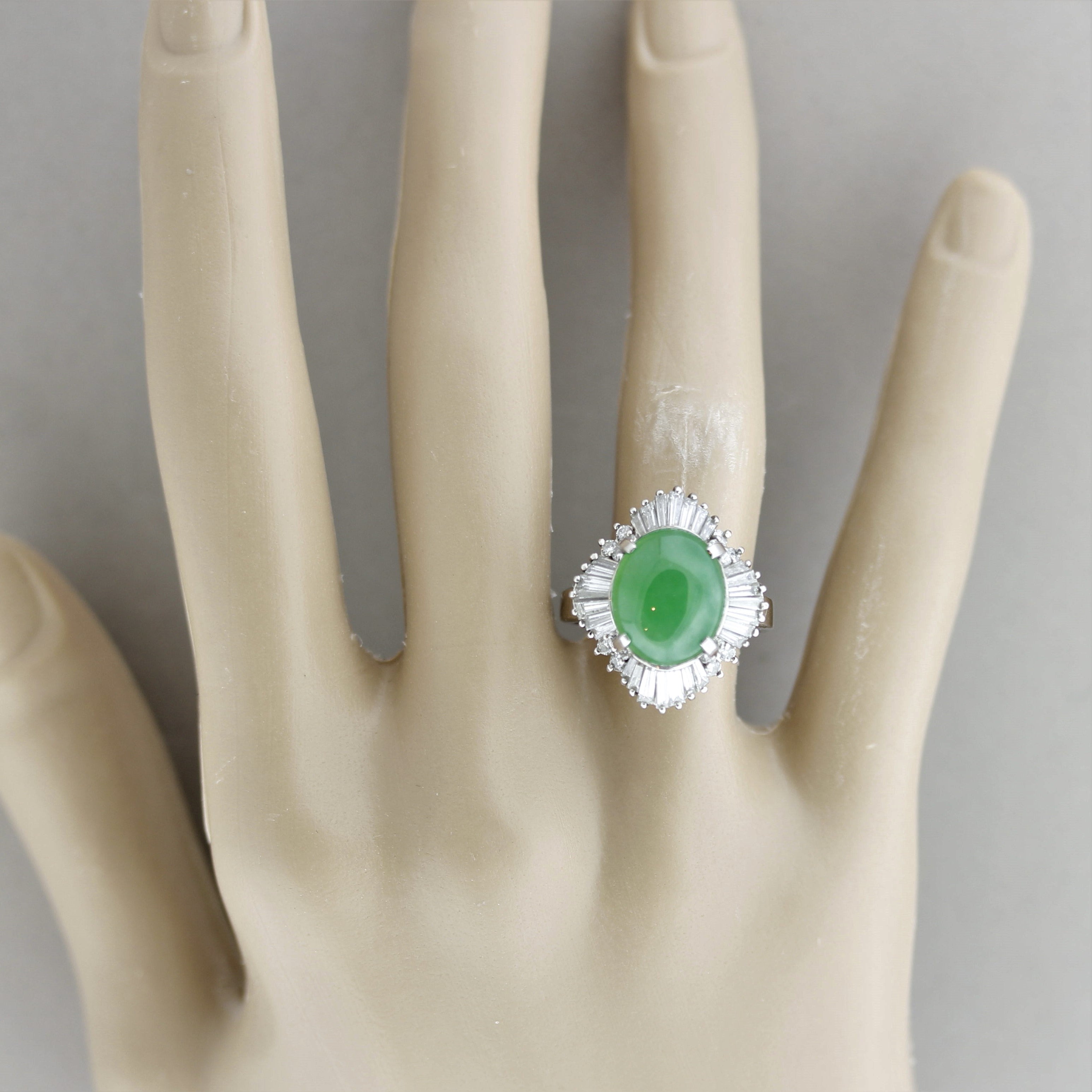 Jadeite Jade Diamond Platinum Ring