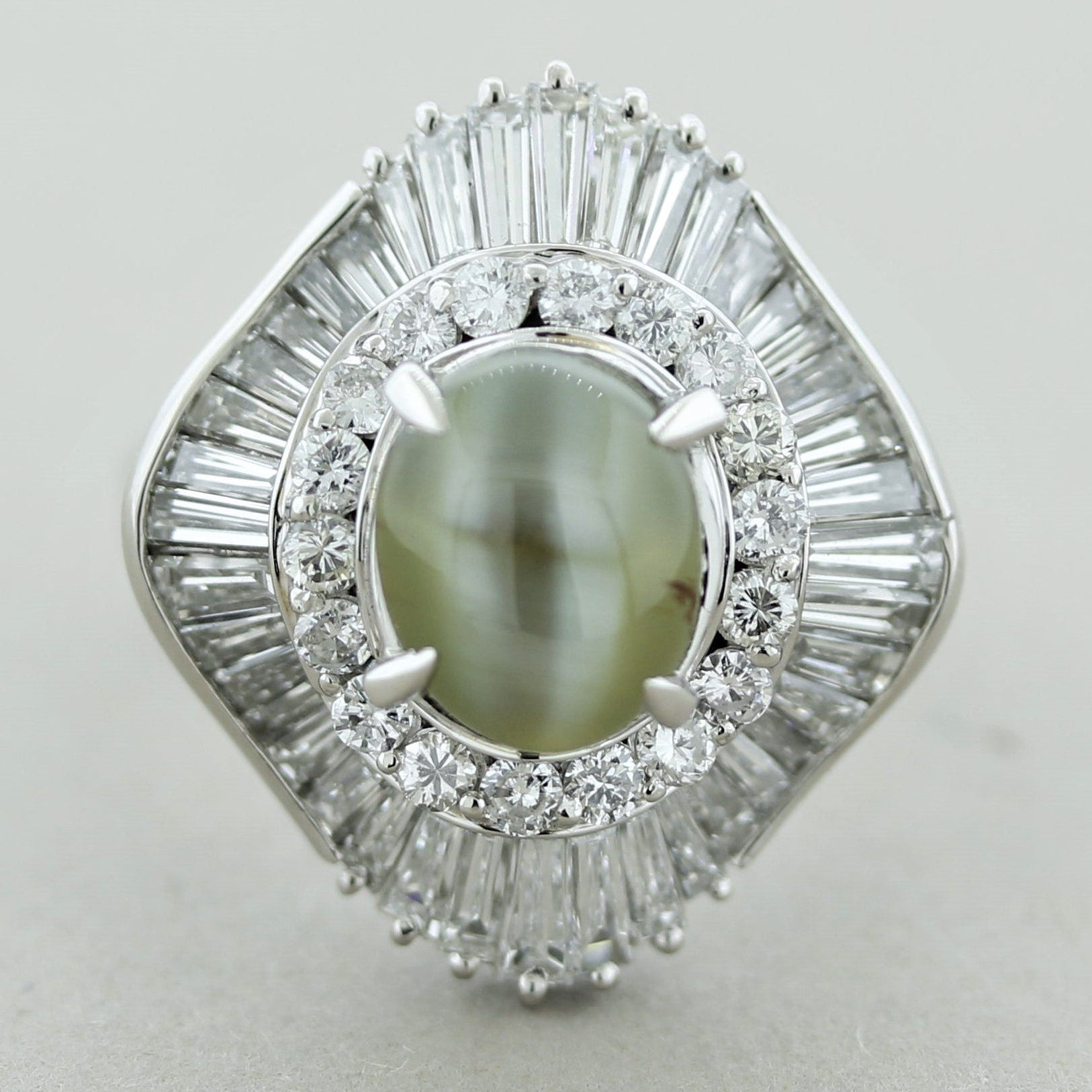 Cats Eye Chrysoberyl Diamond Platinum Ring