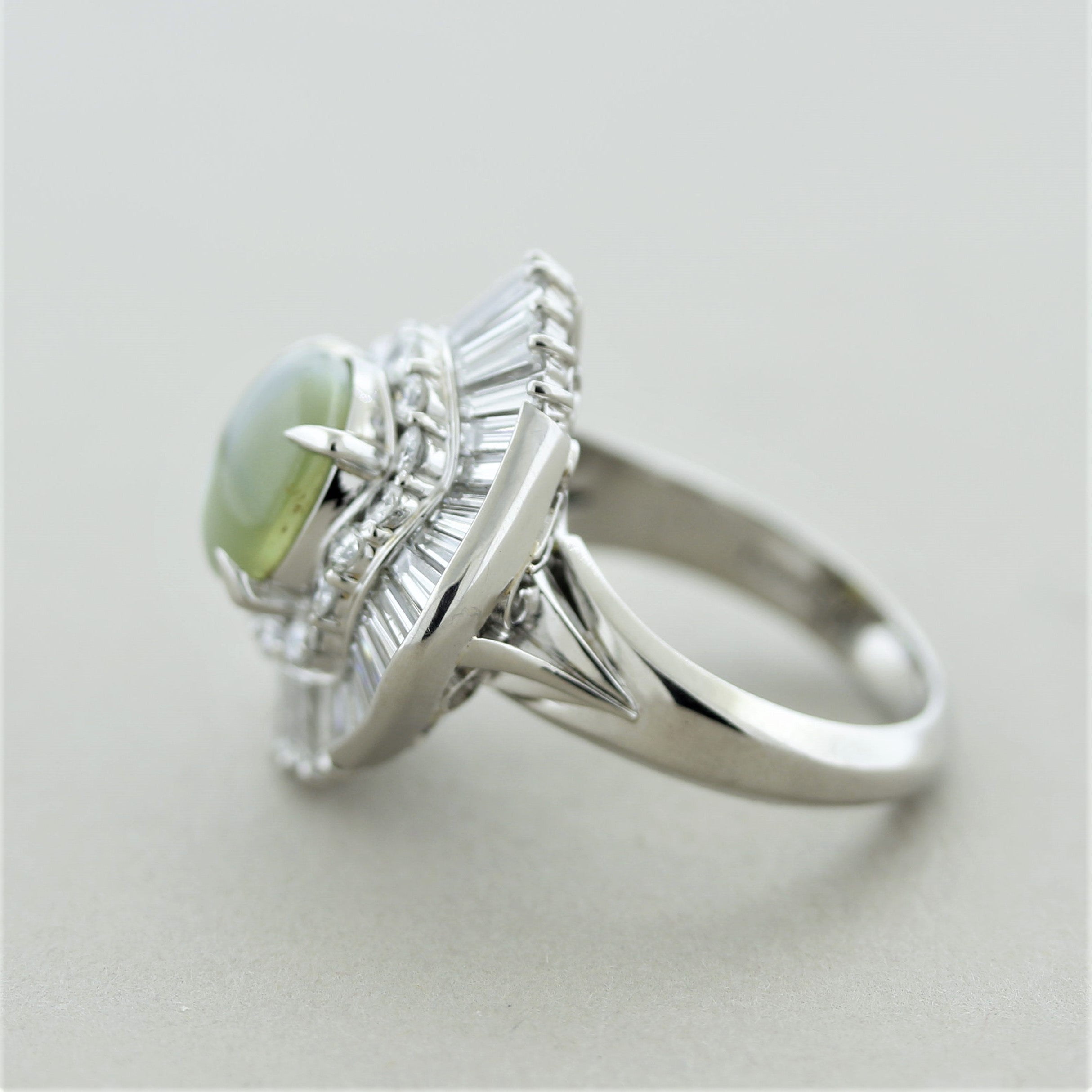 Cats Eye Chrysoberyl Diamond Platinum Ring