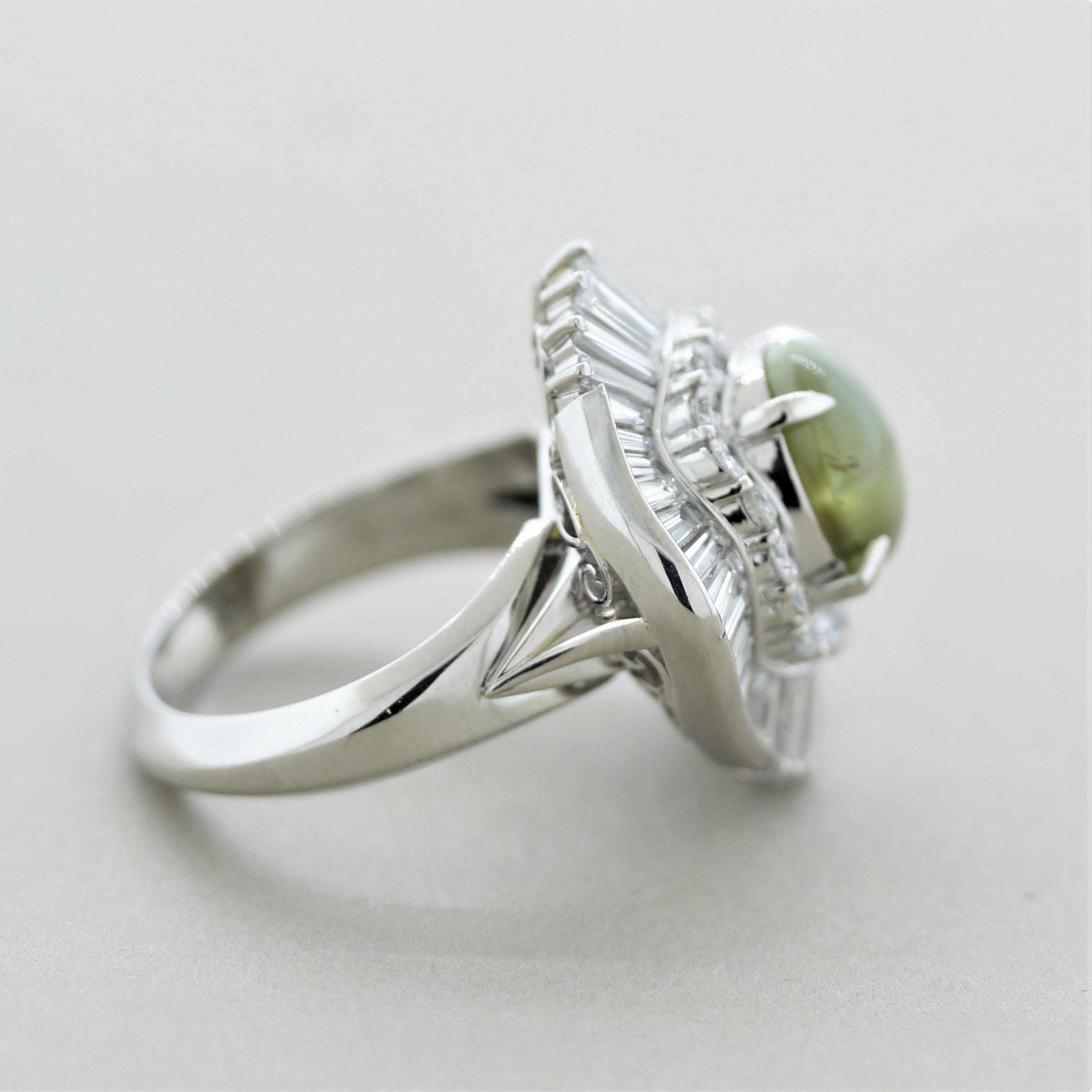 Cats Eye Chrysoberyl Diamond Platinum Ring