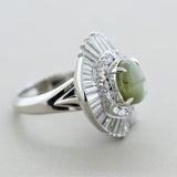 Cats Eye Chrysoberyl Diamond Platinum Ring