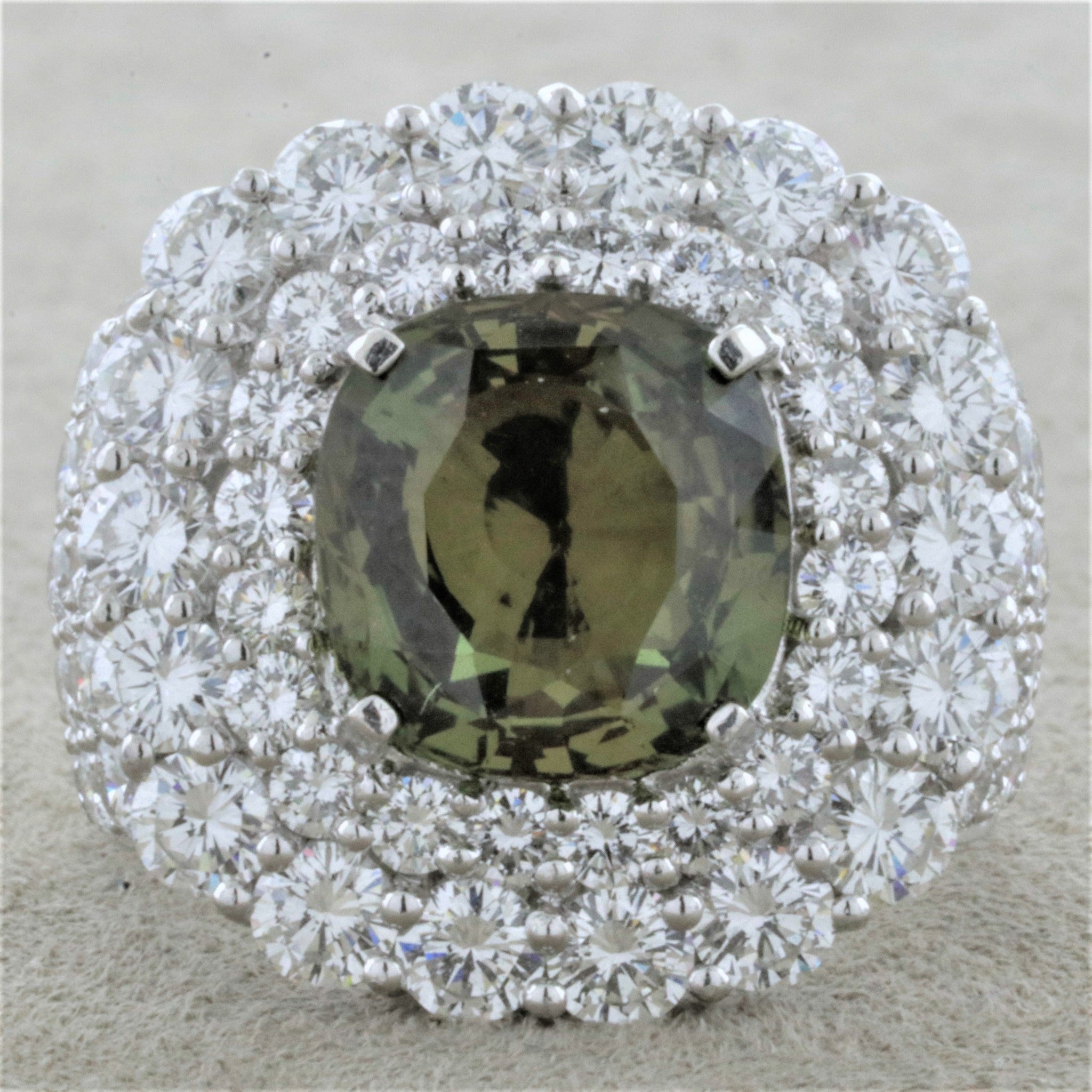 Alexandrite Diamond Platinum Ring