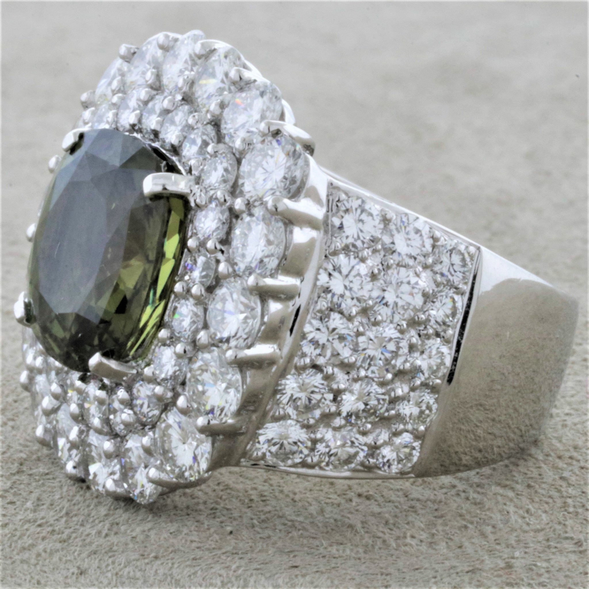 Alexandrite Diamond Platinum Ring