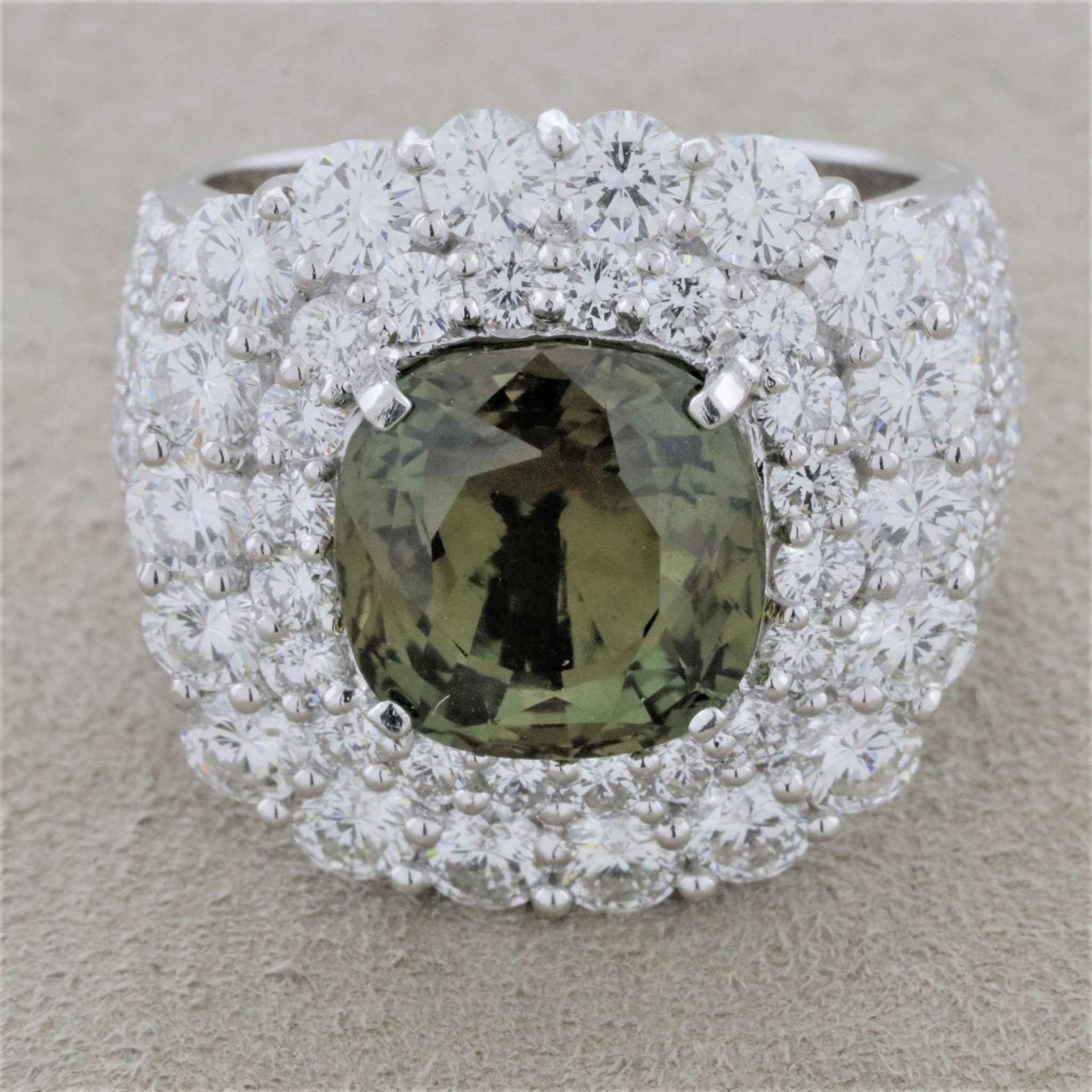 Alexandrite Diamond Platinum Ring