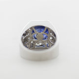 5.80 Carat Royal Blue Sapphire Diamond Gold Ring, Unisex (Certified)