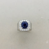 5.80 Carat Royal Blue Sapphire Diamond Gold Ring, Unisex (Certified)