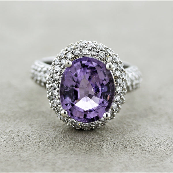 Rare Purple Paraiba Tourmaline Diamond Gold Ring