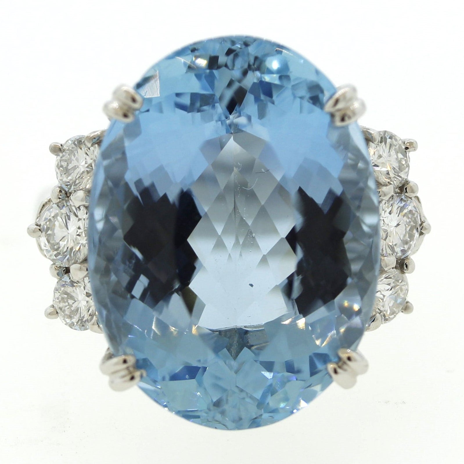 Aquamarine Diamond Platinum Ring