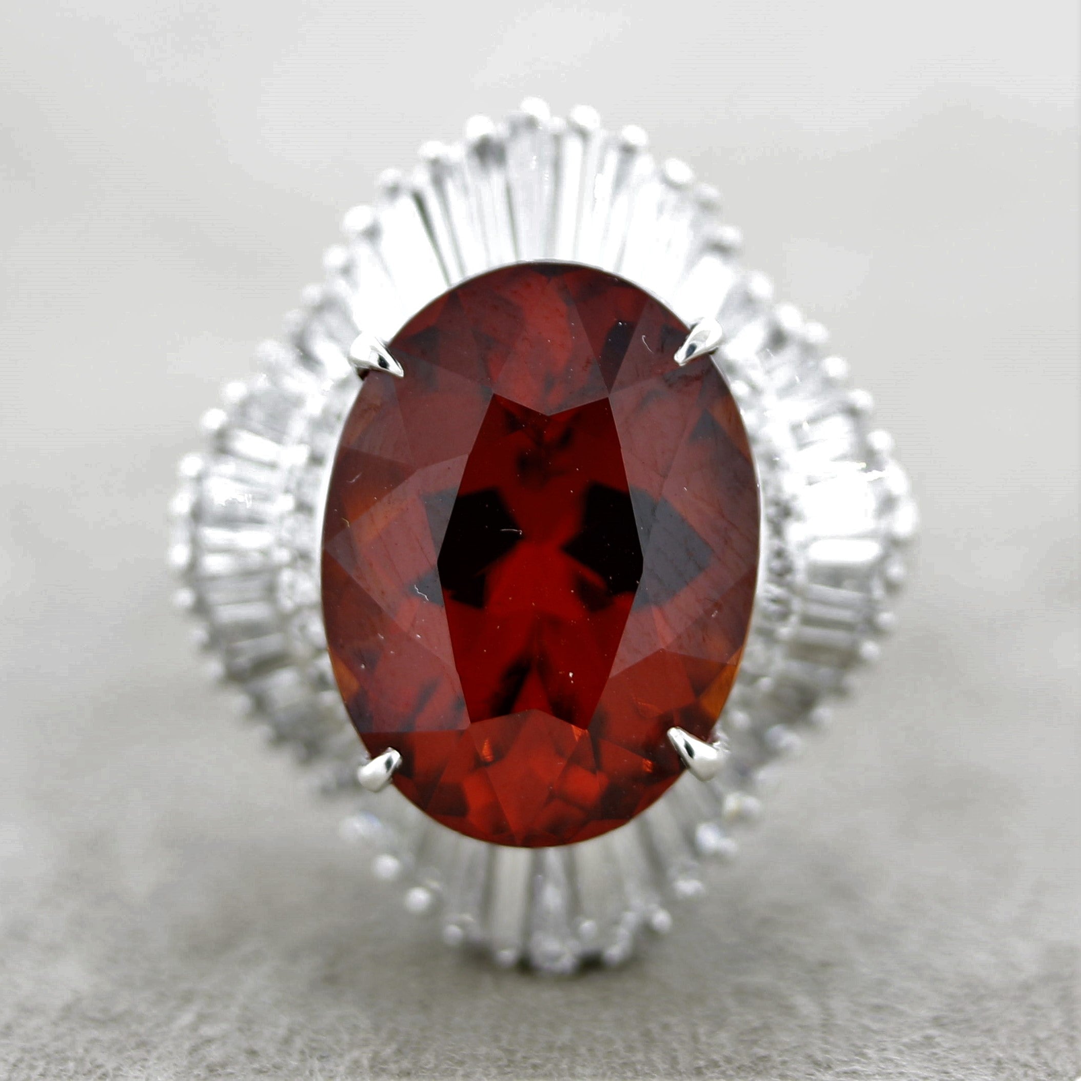 Mandarin Garnet Diamond Platinum Ballerina Ring