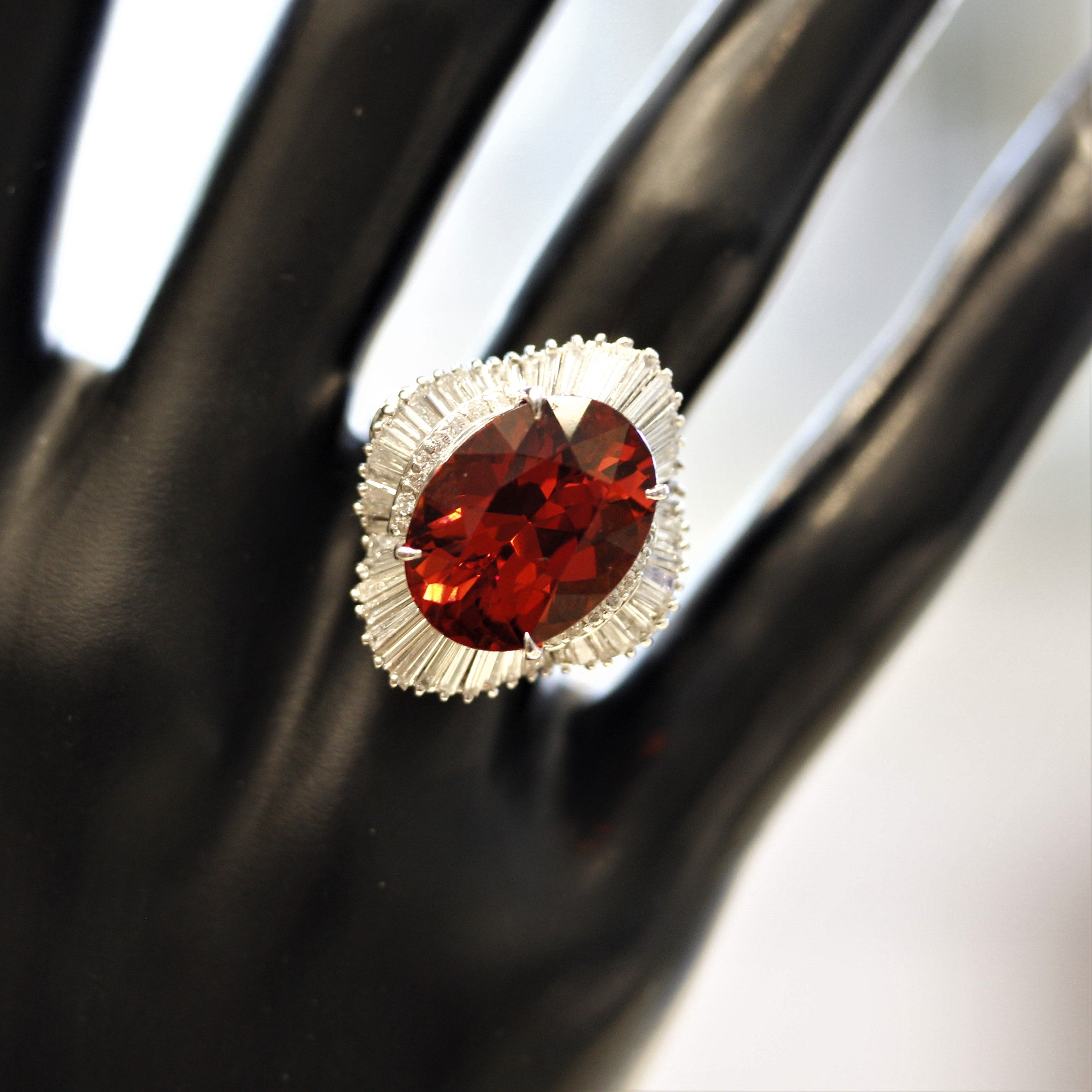 Mandarin Garnet Diamond Platinum Ballerina Ring