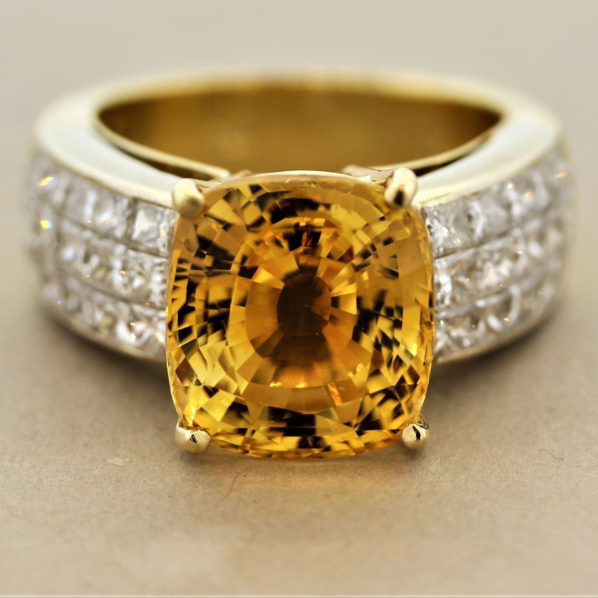Gem Fancy Yellow Sapphire Diamond Gold Ring