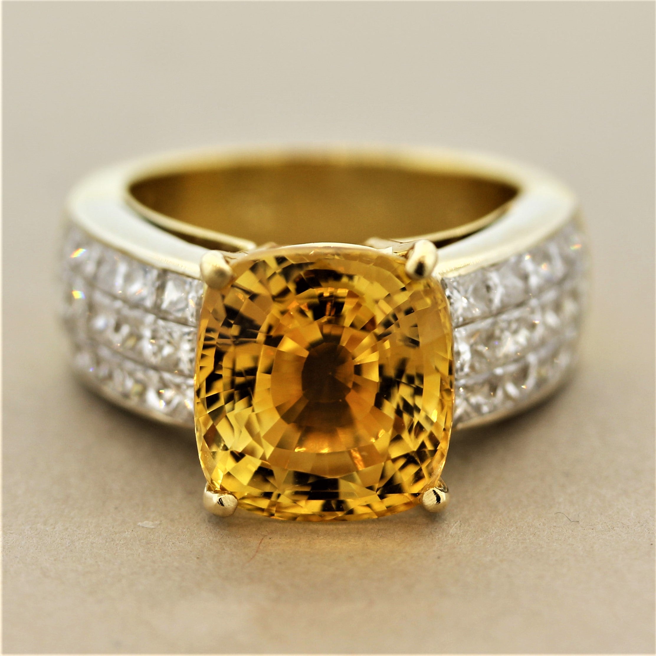 Gem Fancy Yellow Sapphire Diamond Gold Ring