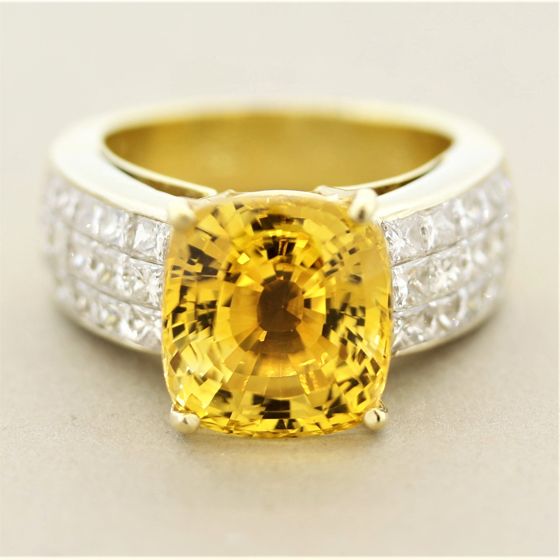 Gem Fancy Yellow Sapphire Diamond Gold Ring