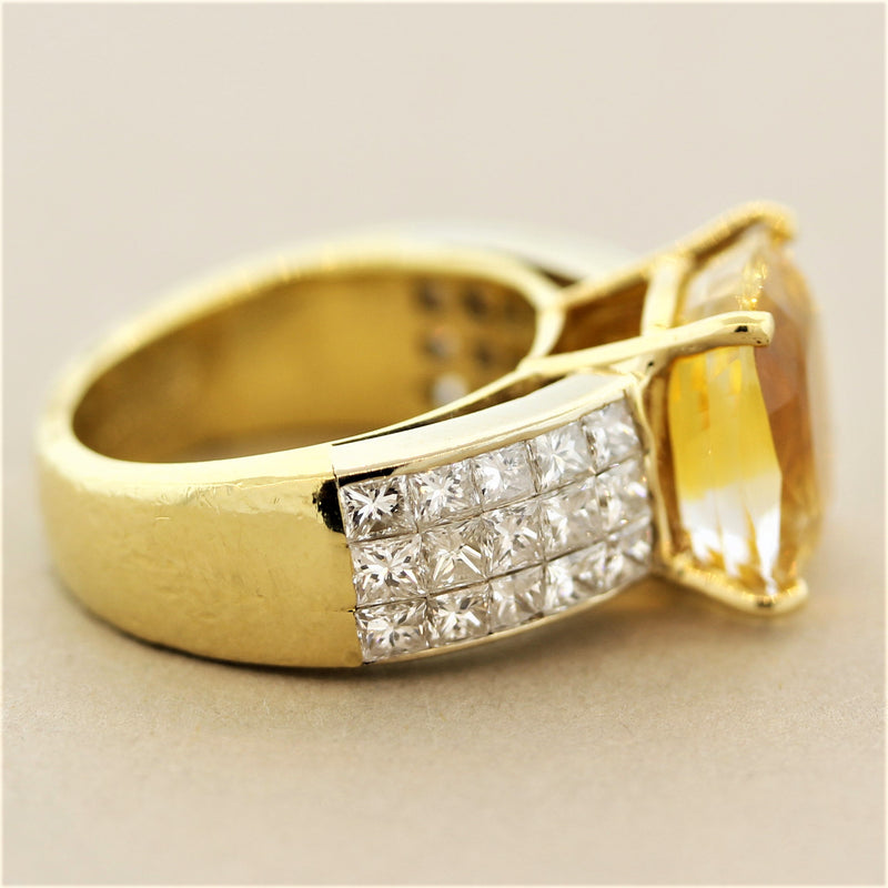 Gem Fancy Yellow Sapphire Diamond Gold Ring