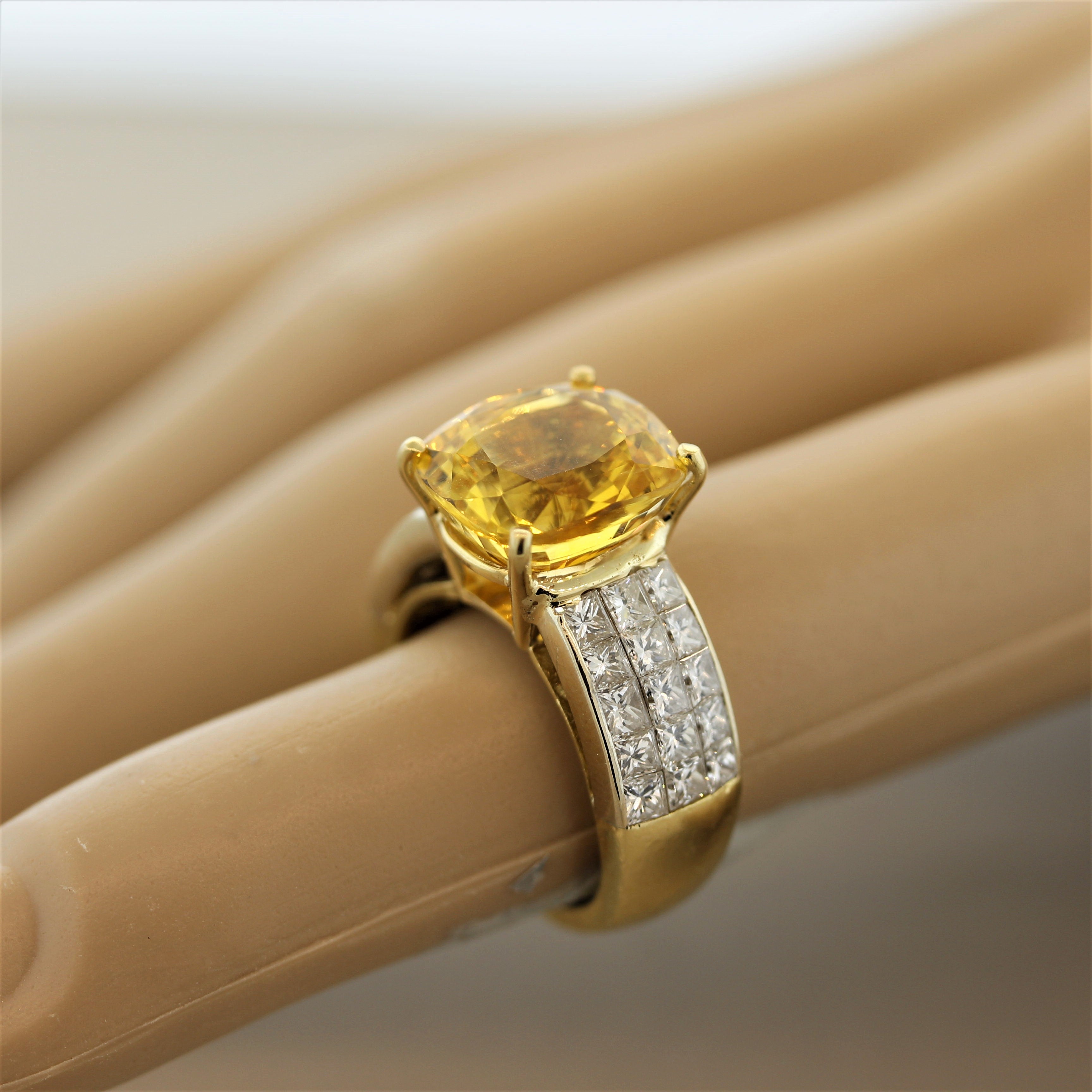 Gem Fancy Yellow Sapphire Diamond Gold Ring