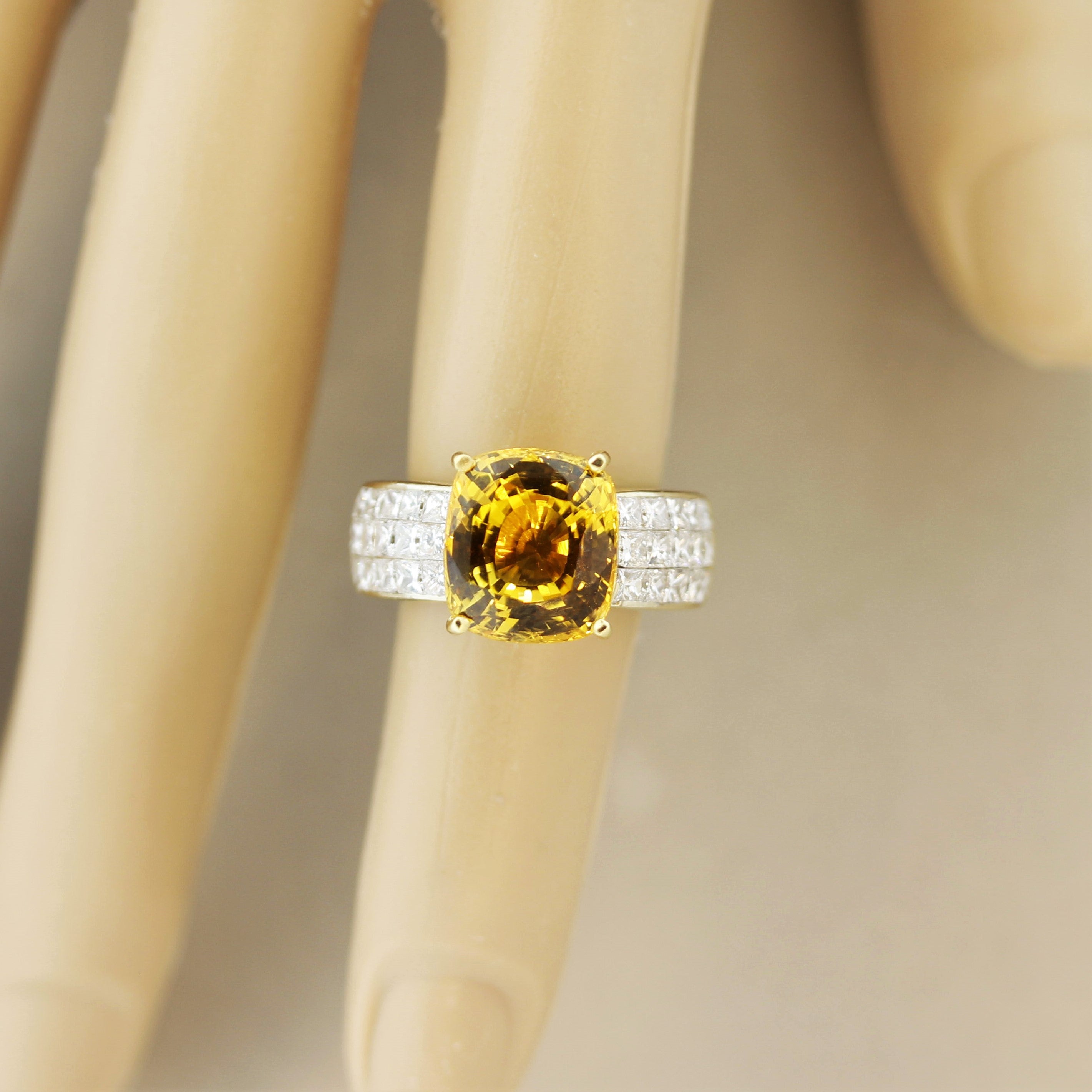 Gem Fancy Yellow Sapphire Diamond Gold Ring