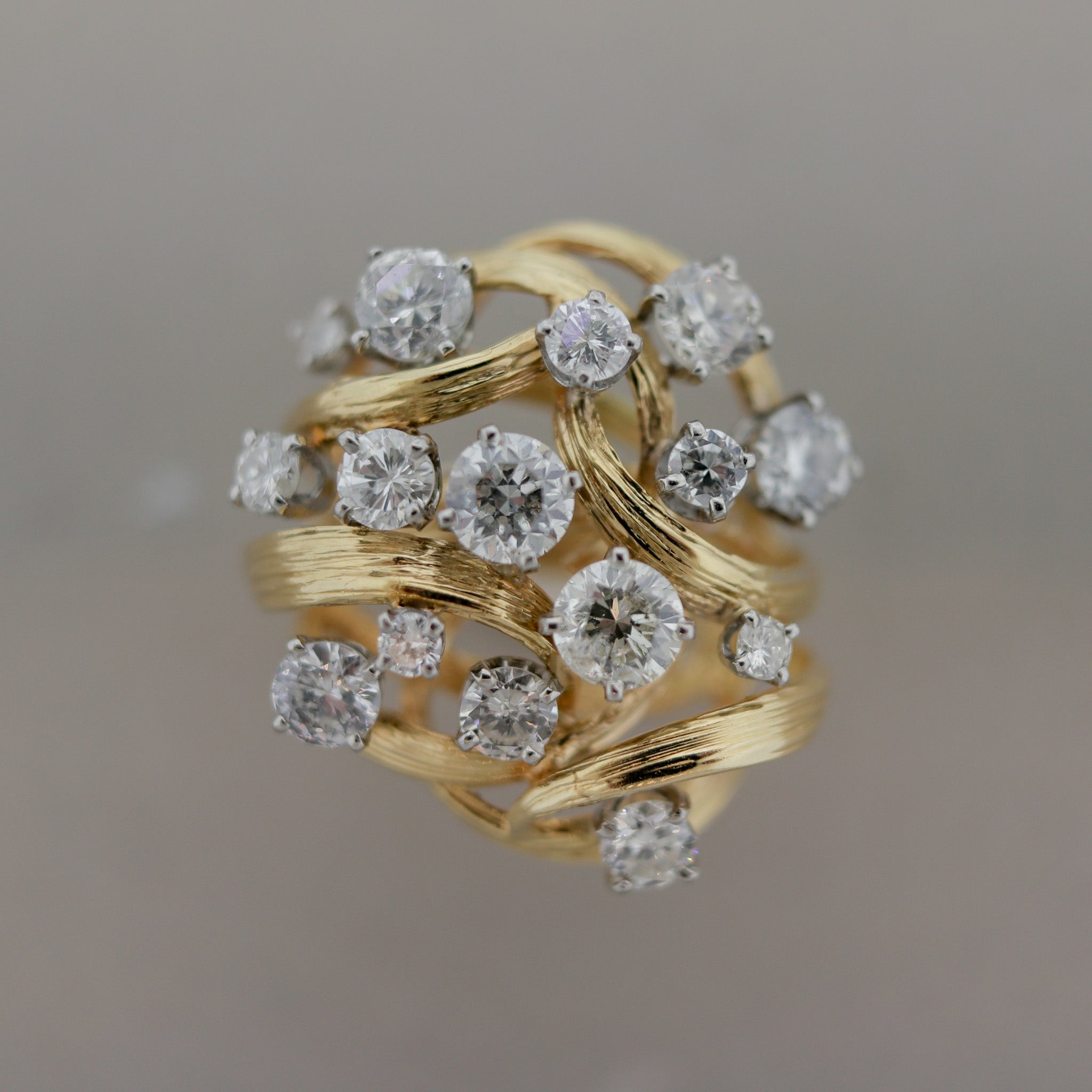 Diamond Cluster Gold Cocktail Ring