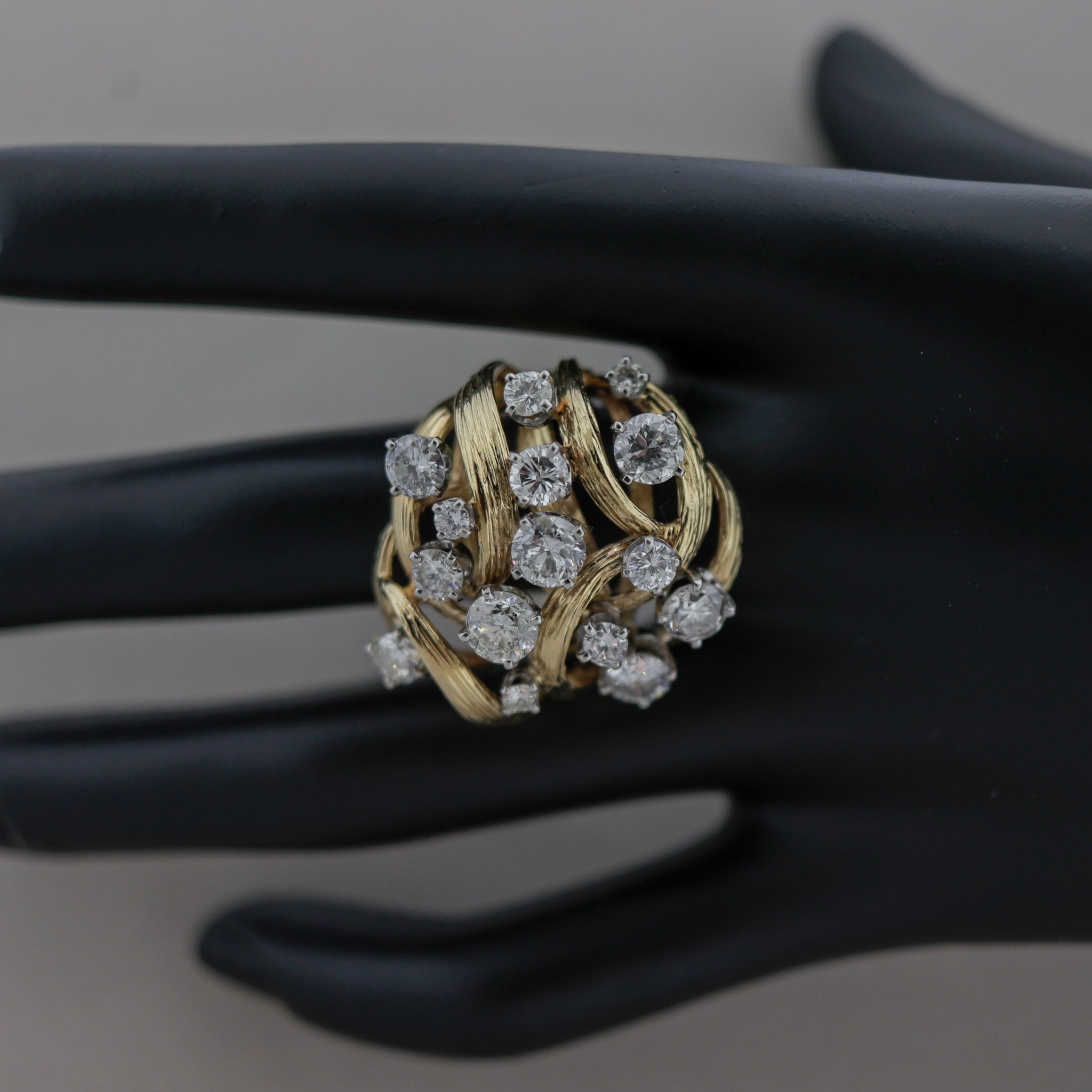 Diamond Cluster Gold Cocktail Ring